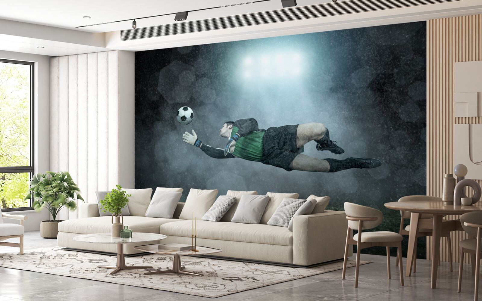 Papier peint le gardien de but intercepte le ballon en vol