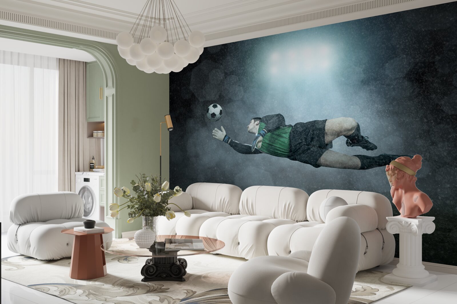 Papier peint le gardien de but intercepte le ballon en vol