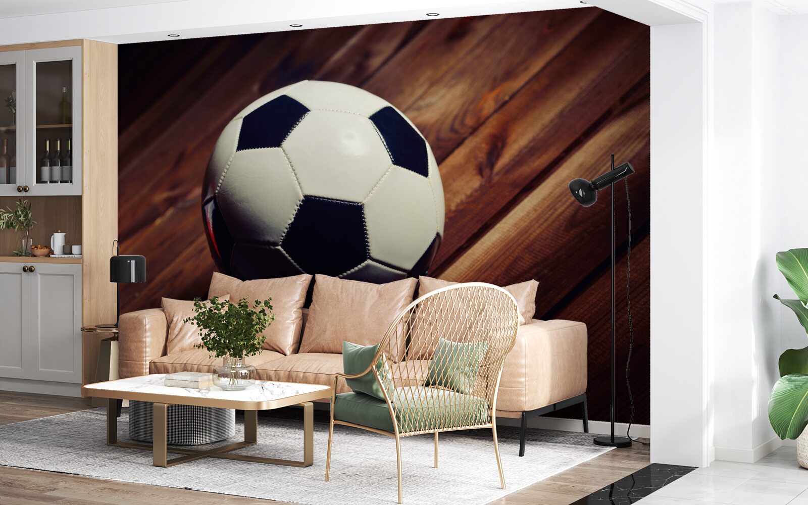 Papier peint football sur une branche d'arbre