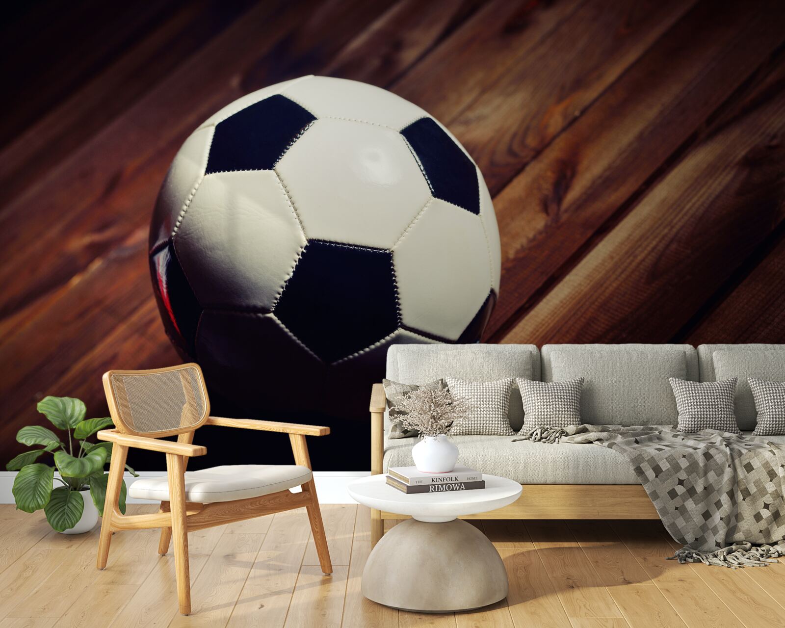 Papier peint football sur une branche d'arbre