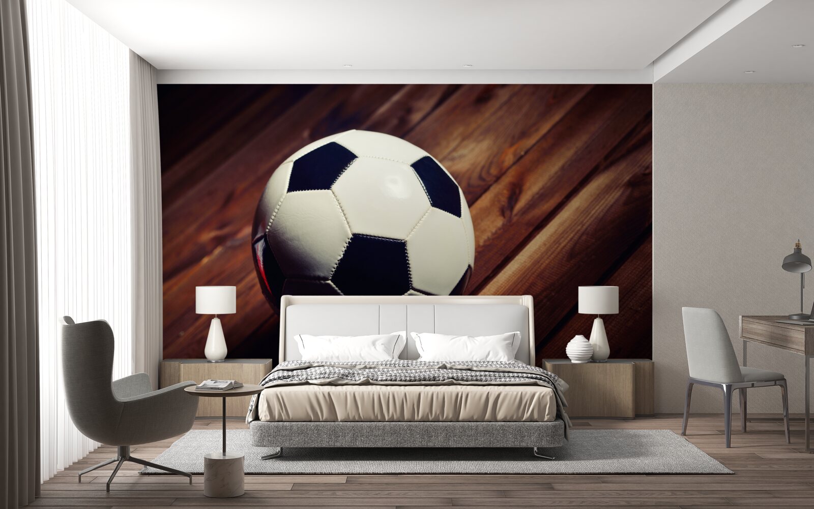 Papier peint football sur une branche d'arbre