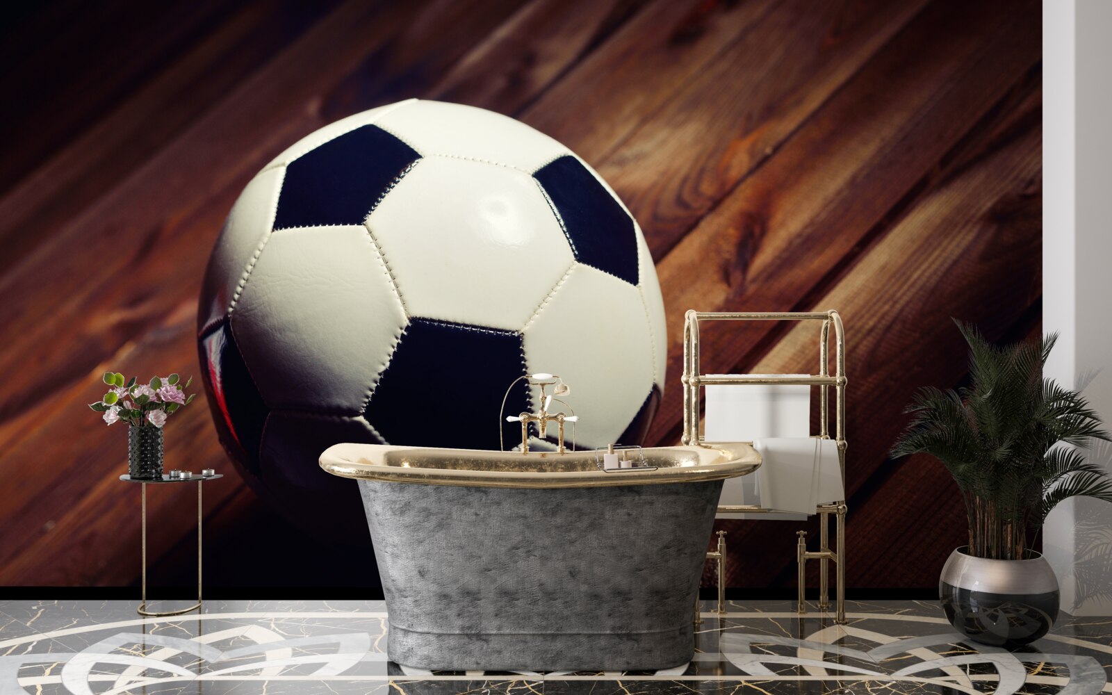 Papier peint football sur une branche d'arbre