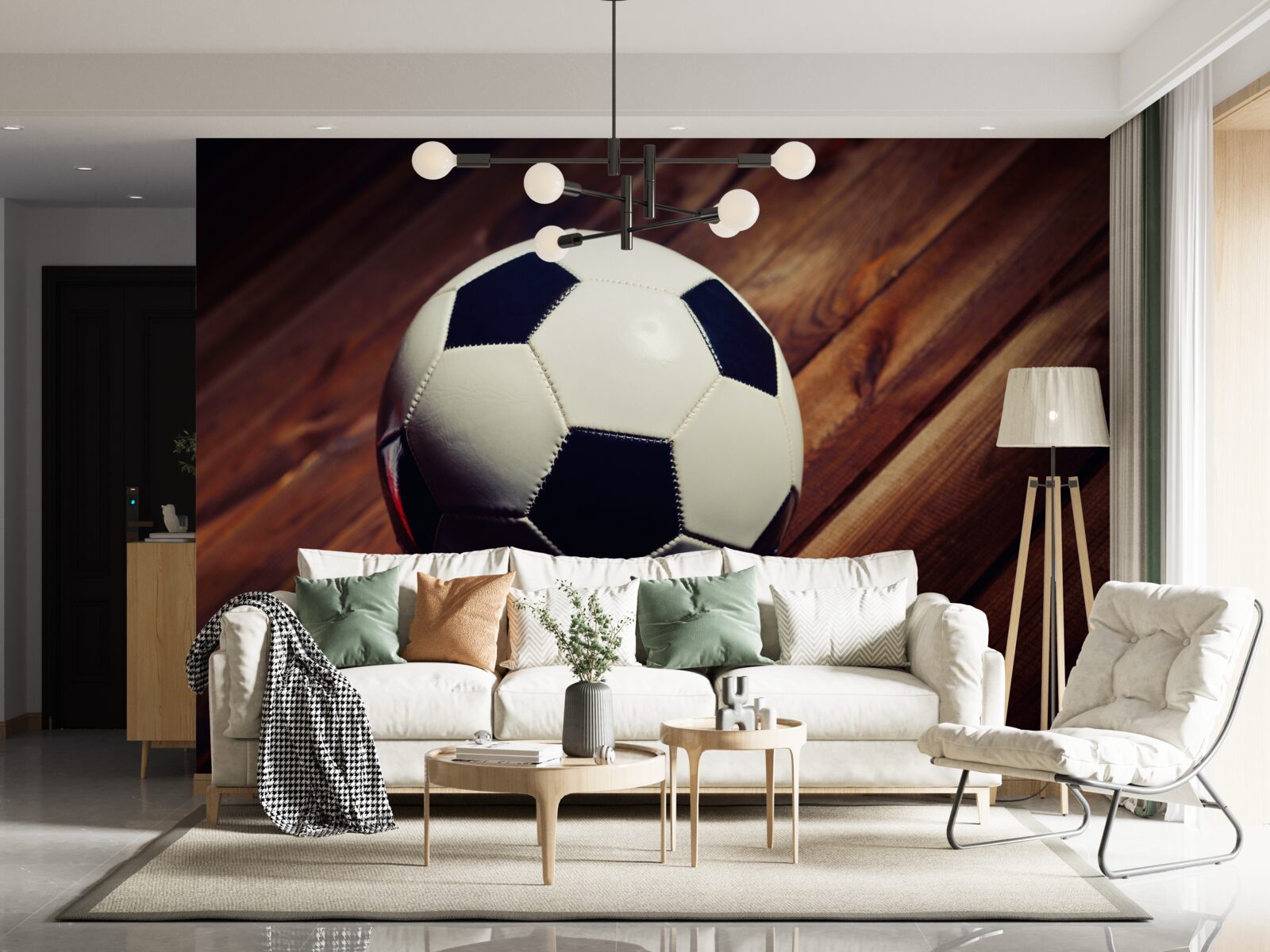 Papier peint football sur une branche d'arbre