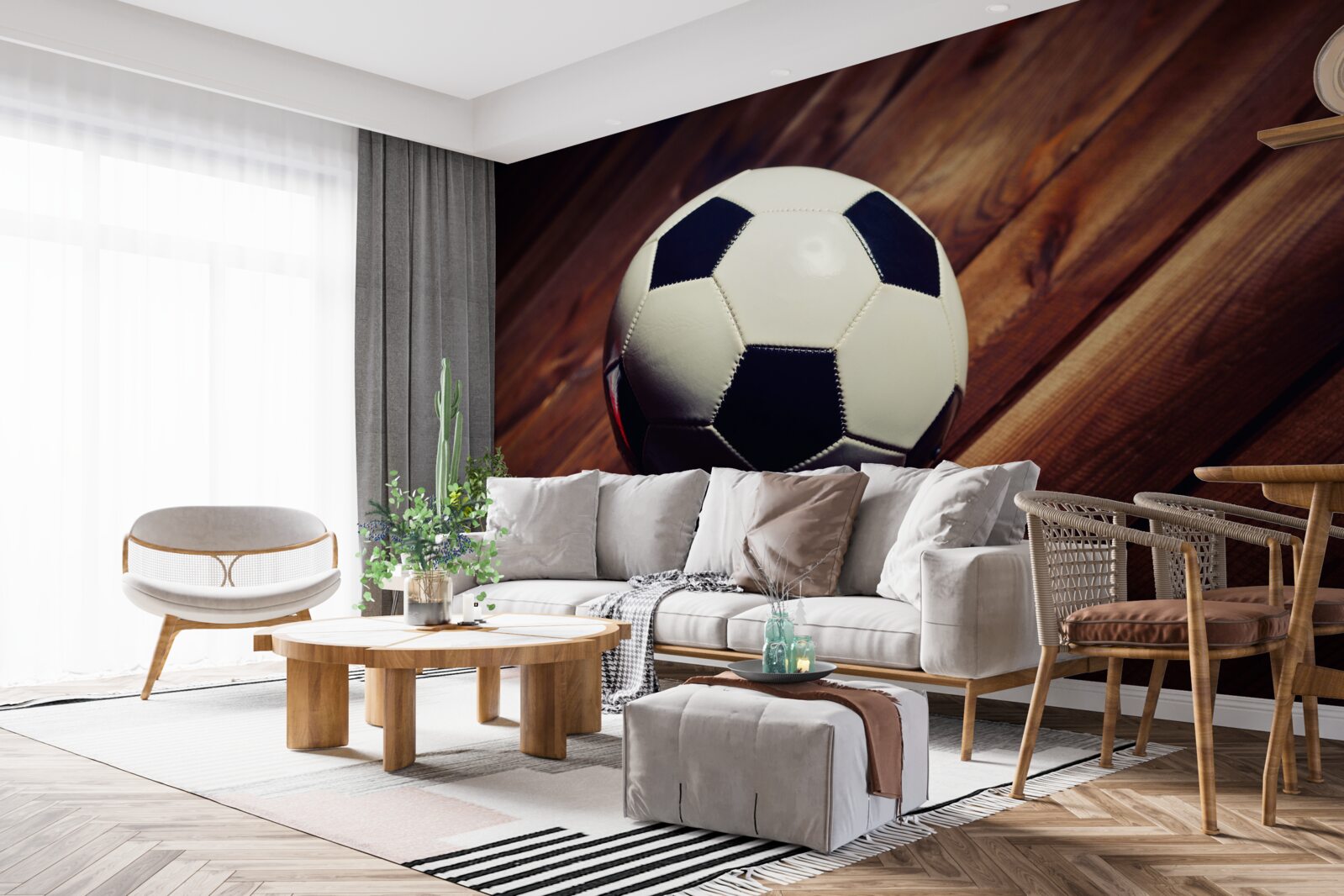 Papier peint football sur une branche d'arbre