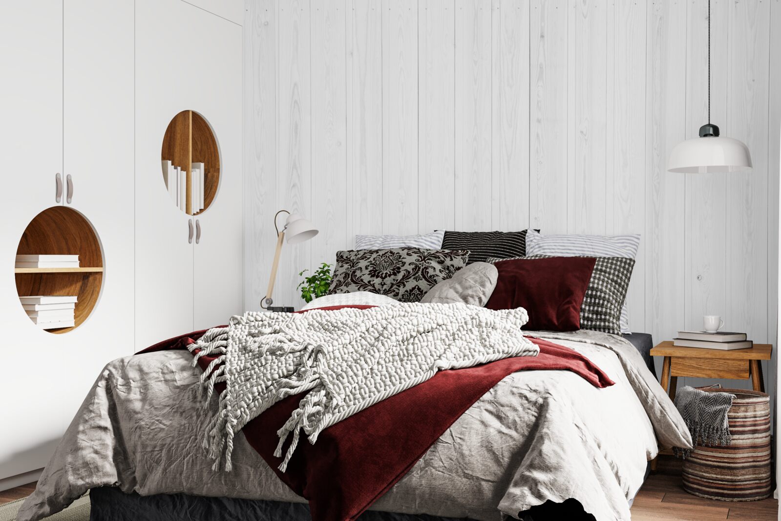 Papier peint parquet blanc posé à la verticale