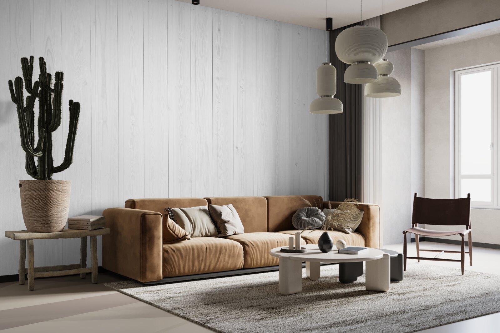 Papier peint parquet blanc posé à la verticale