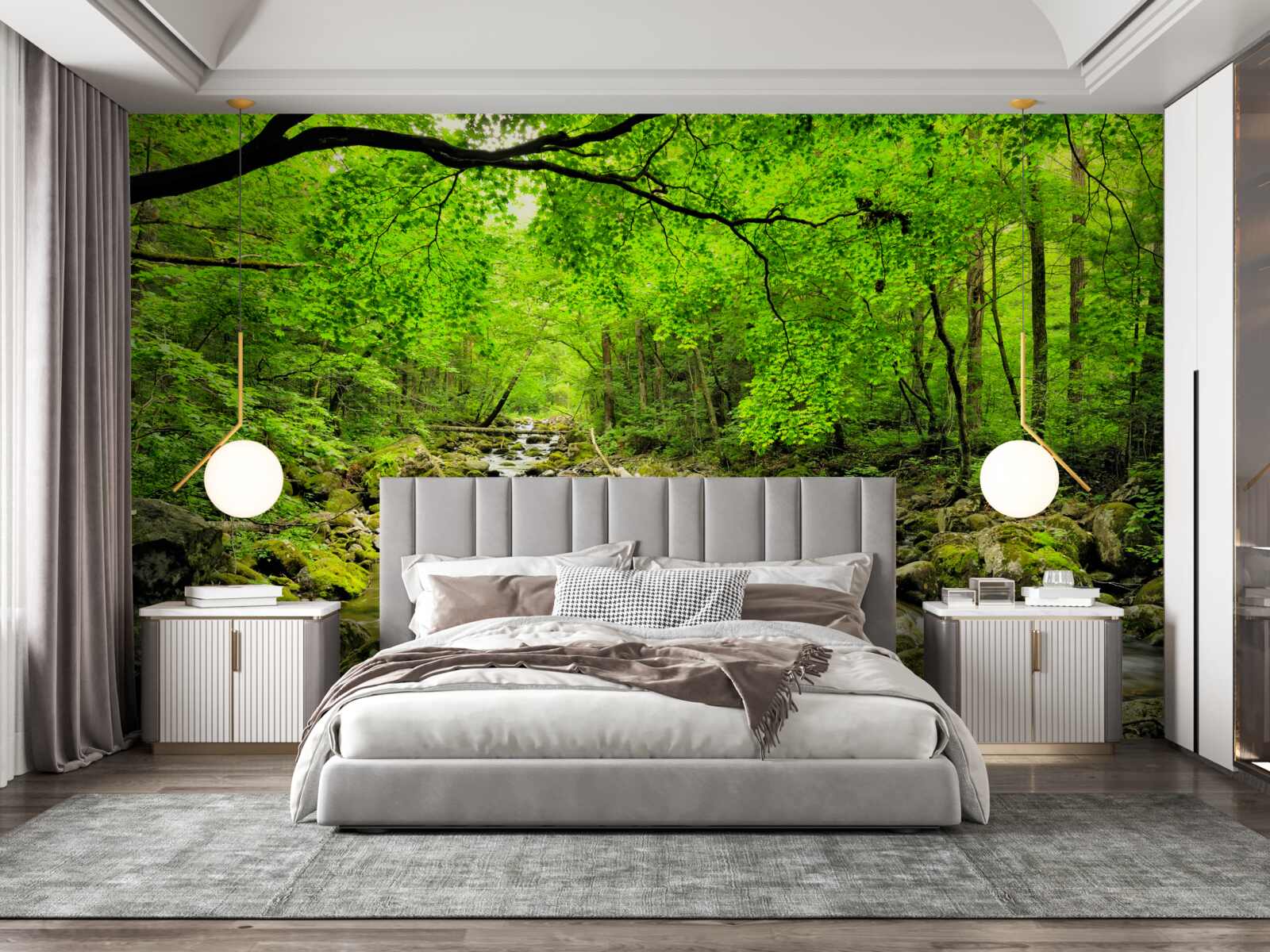 Papier peint un ruisseau tranquille dans un bosquet