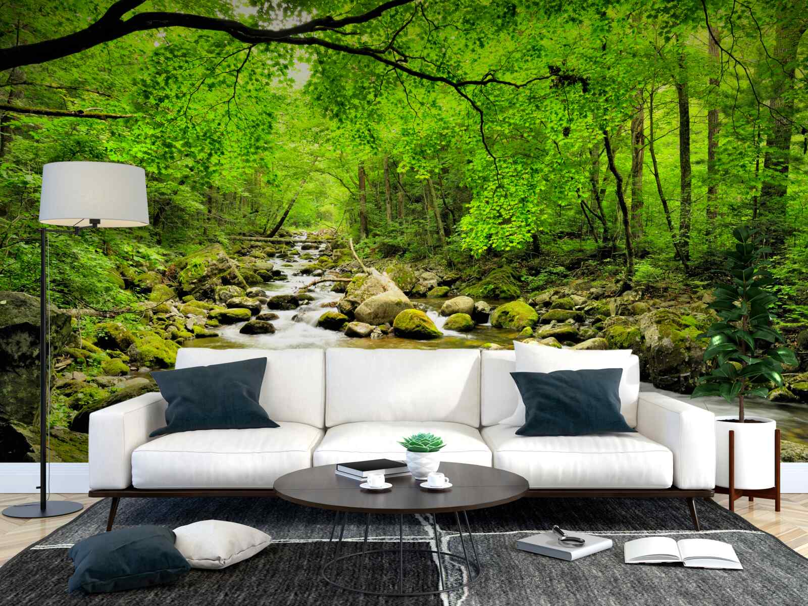 Papier peint un ruisseau tranquille dans un bosquet