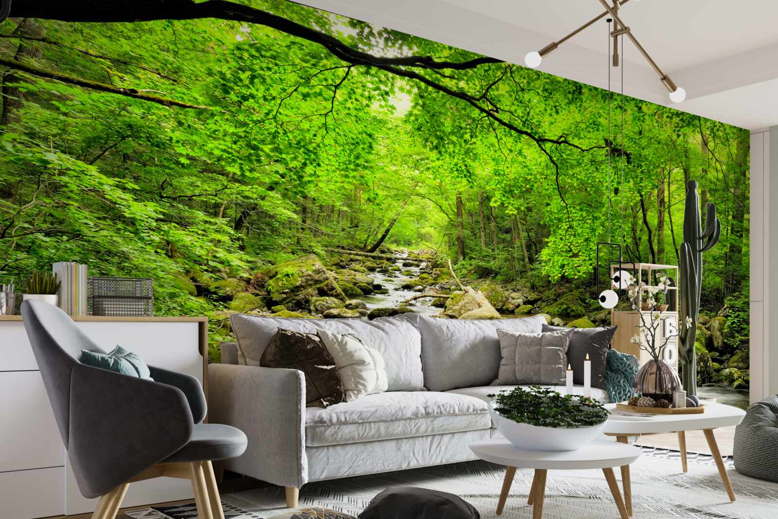 Papier peint un ruisseau tranquille dans un bosquet