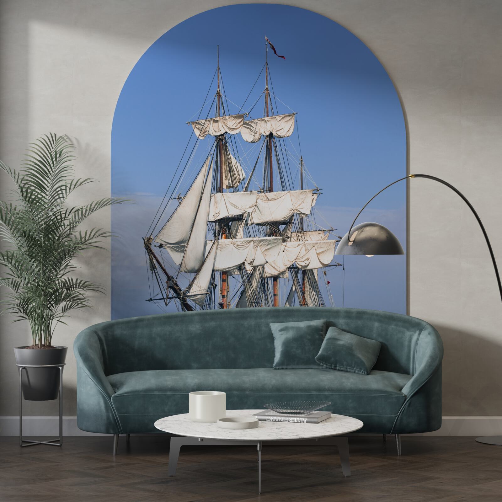 Papier peint grand voilier attendant le vent