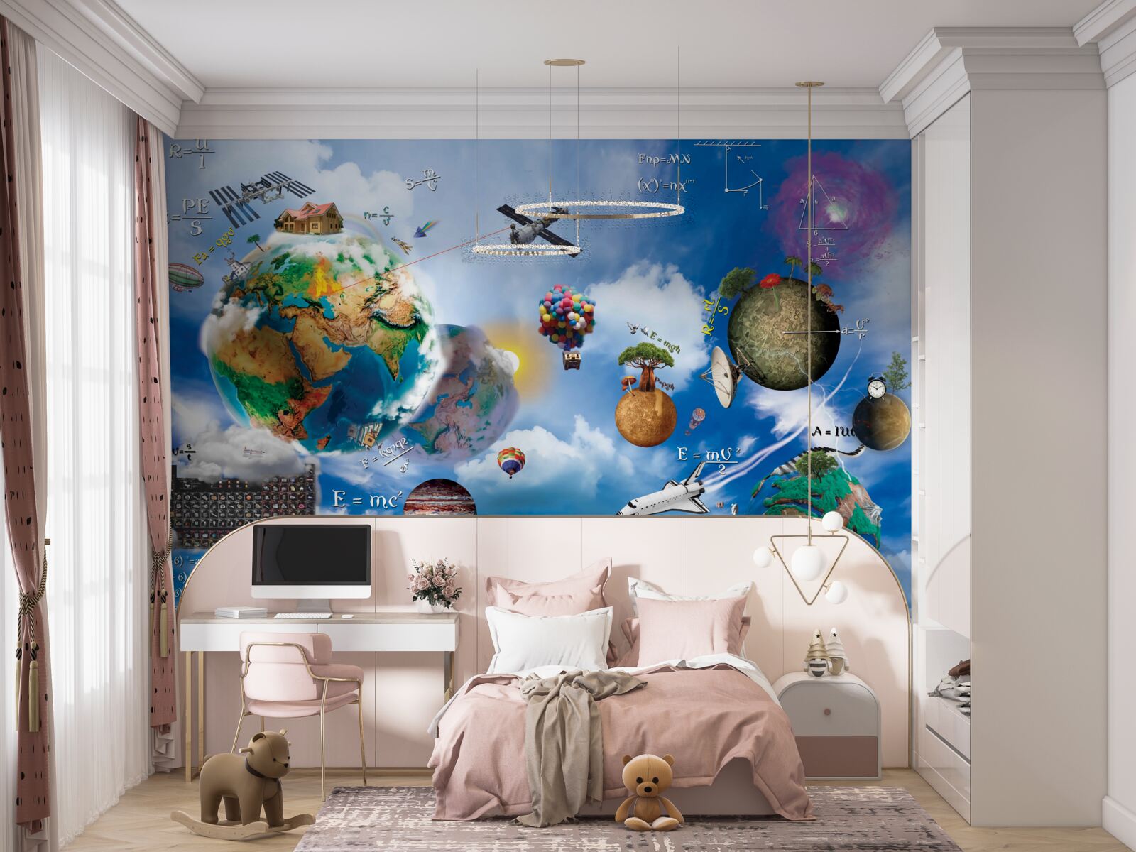 Papier peint les planètes du futur et les dispositifs technologiques du futur