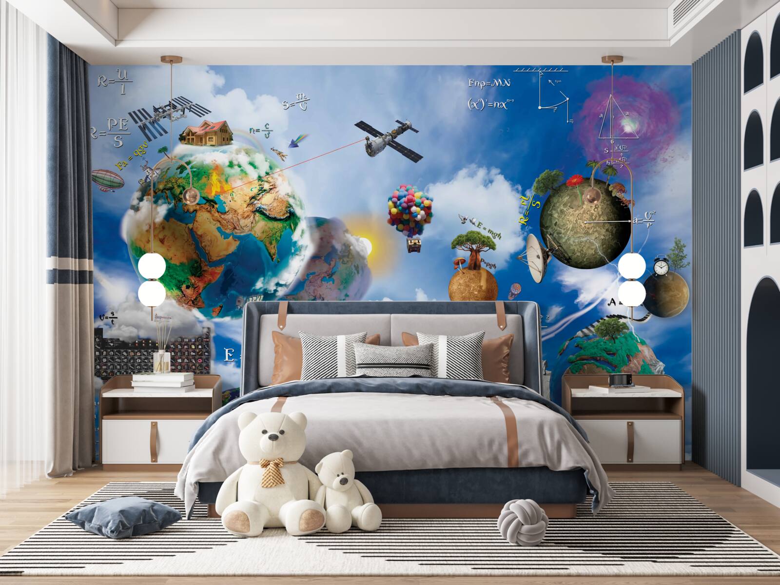 Papier peint les planètes du futur et les dispositifs technologiques du futur