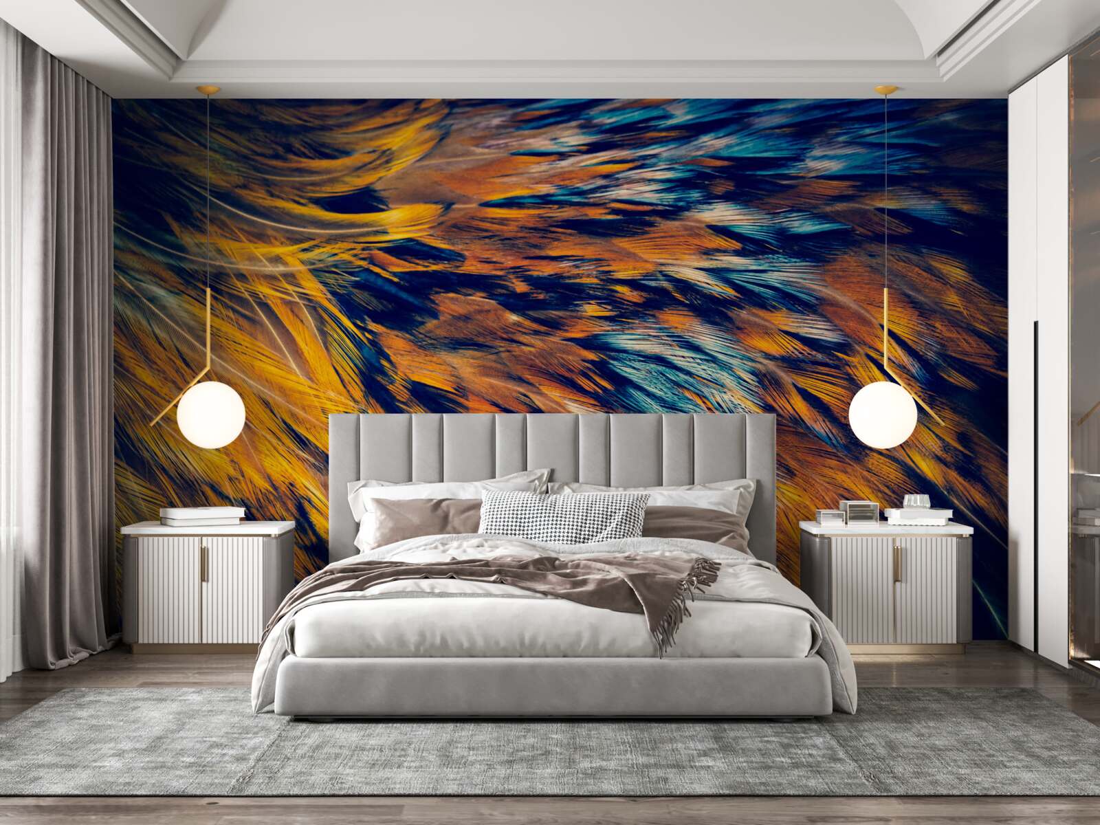 Papier peint les tiges de blé dorées dans les rayons du soleil couchant