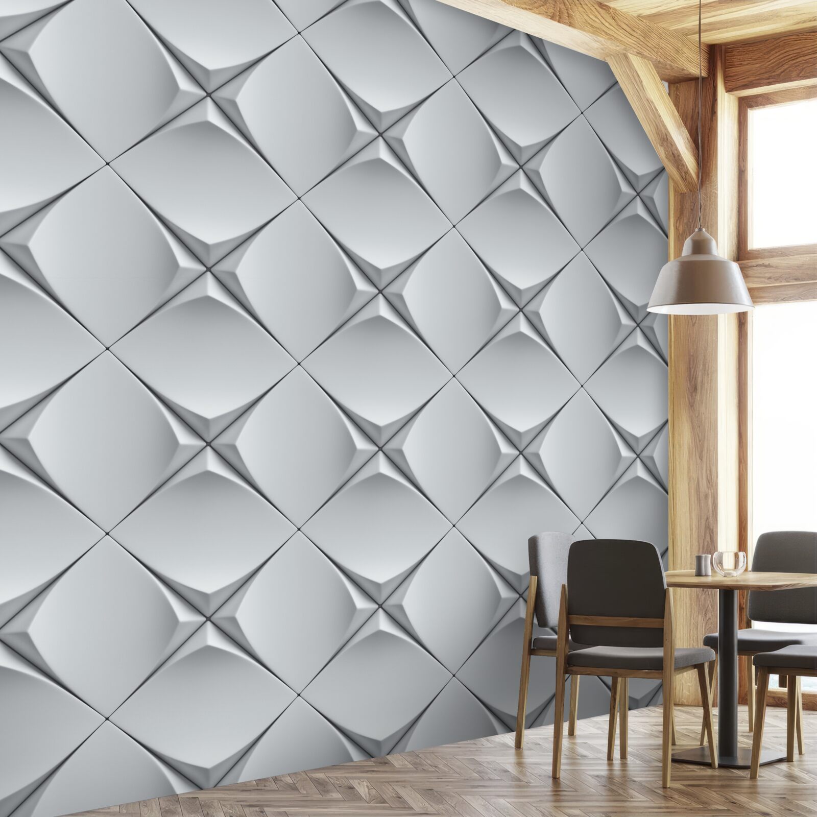 Papier peint fond composé de figures blanches en abstraction