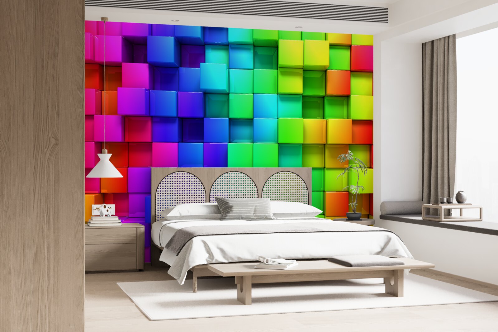 Papier peint Cubes 3d aux couleurs riches