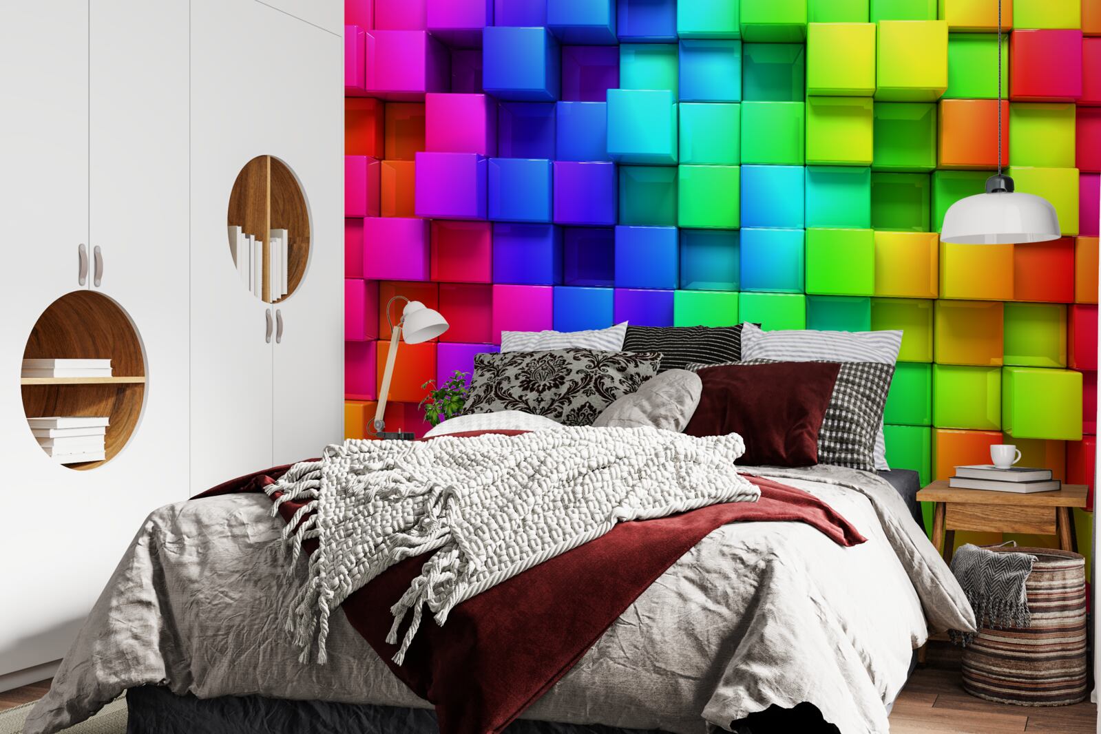 Papier peint Cubes 3d aux couleurs riches