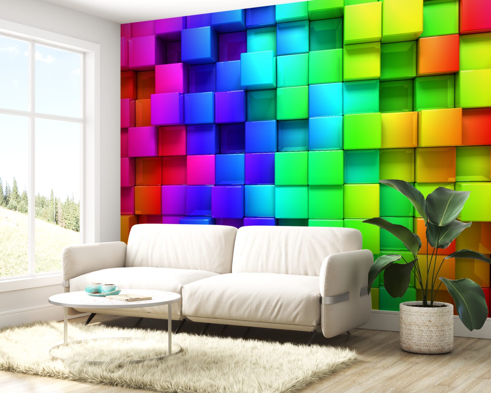 Papier peint Cubes 3d aux couleurs riches