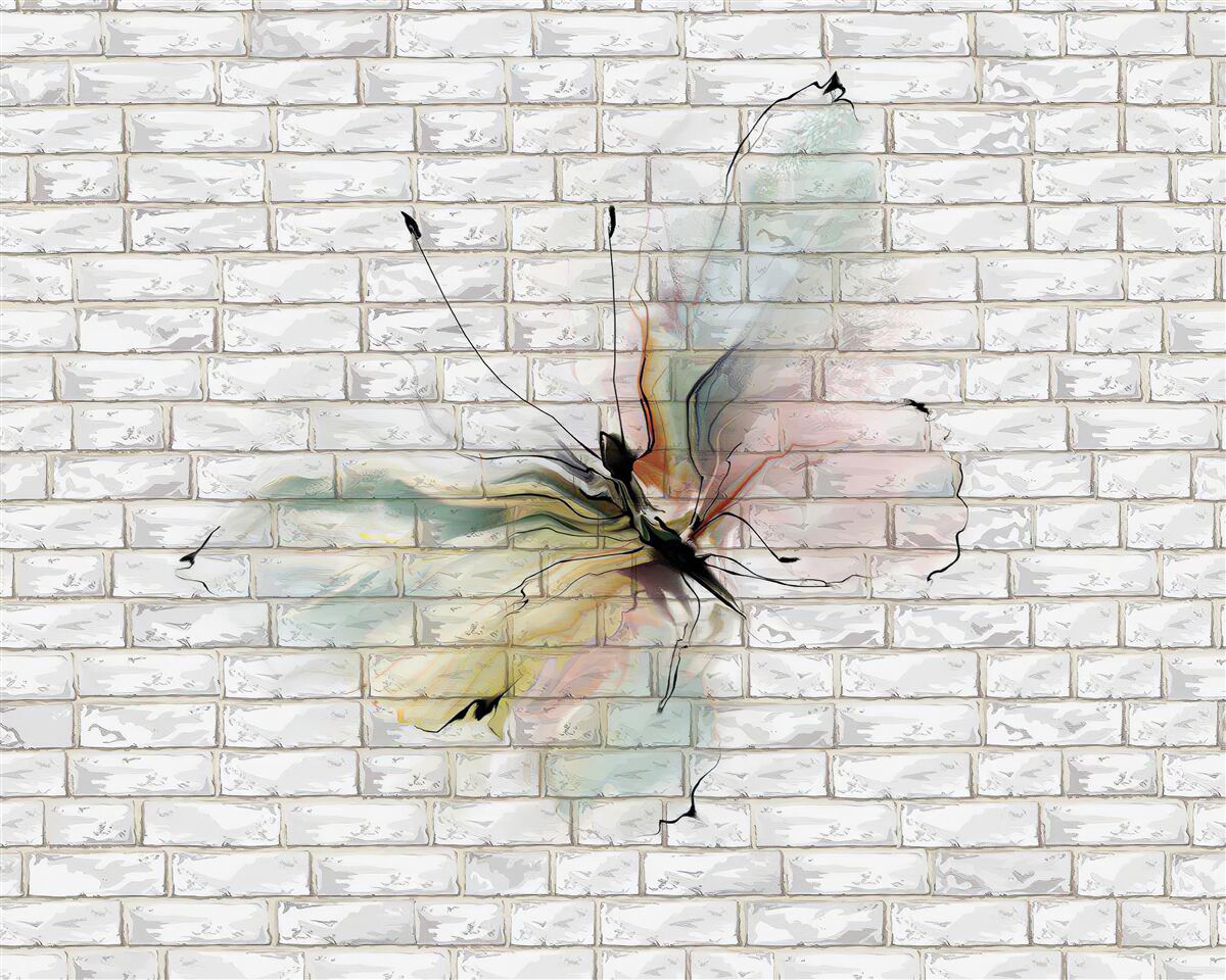 Papier peint papillon abstrait sur un mur blanc