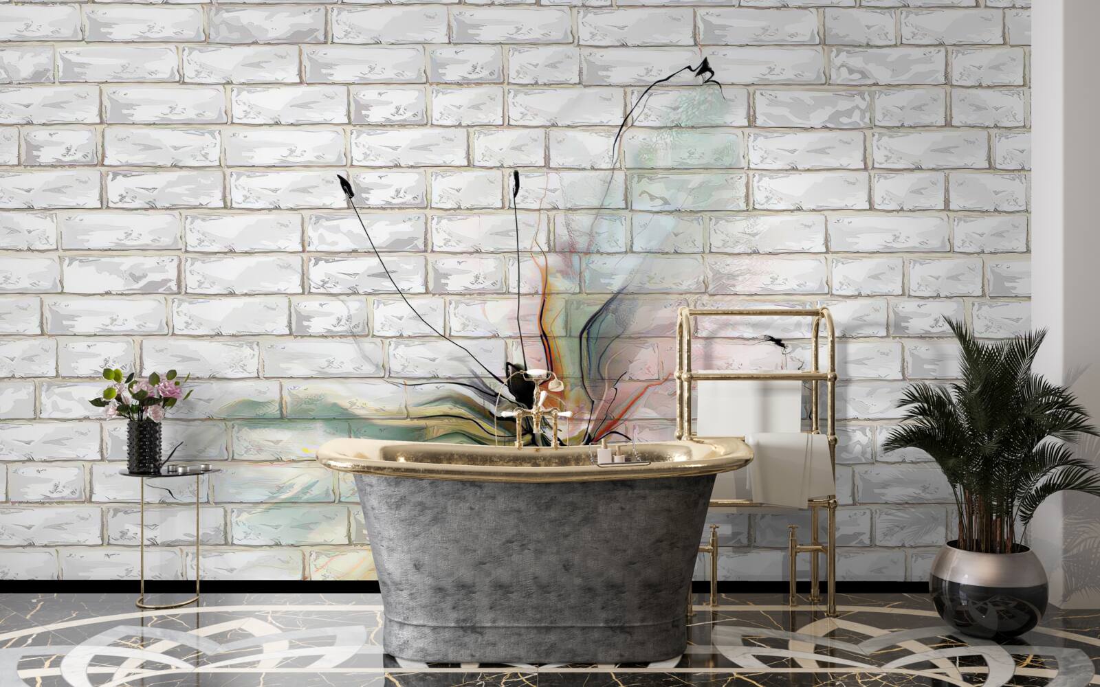 Papier peint papillon abstrait sur un mur blanc