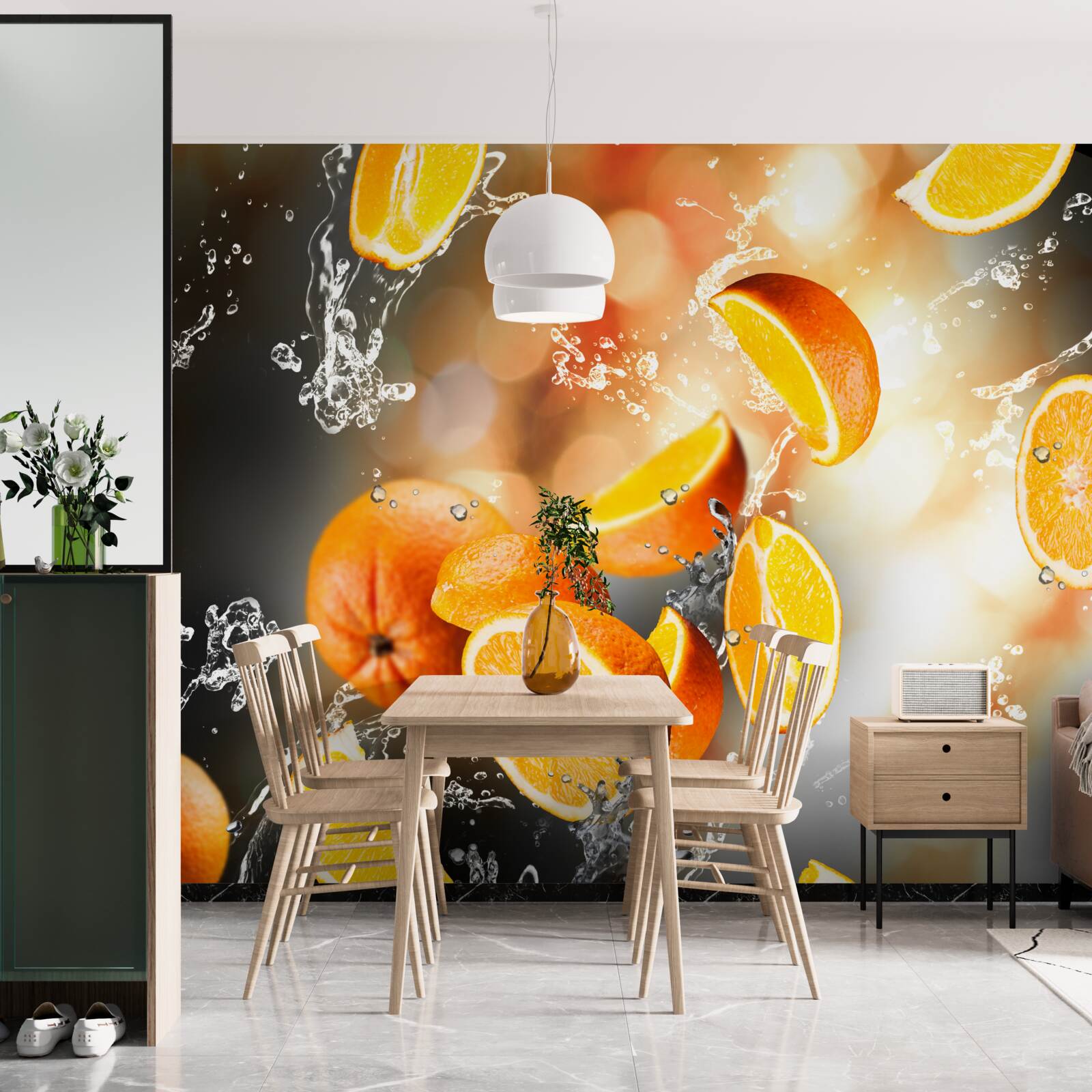 Papier peint tranches d'orange avec pulpe juteuse