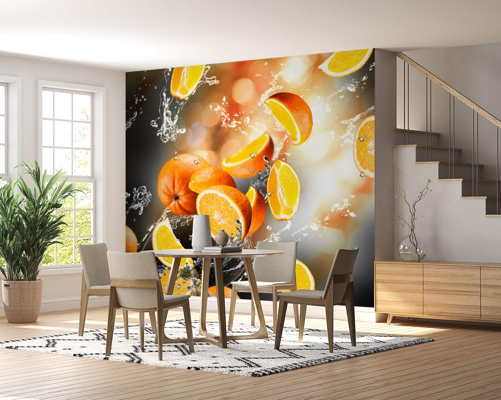 Papier peint tranches d'orange avec pulpe juteuse