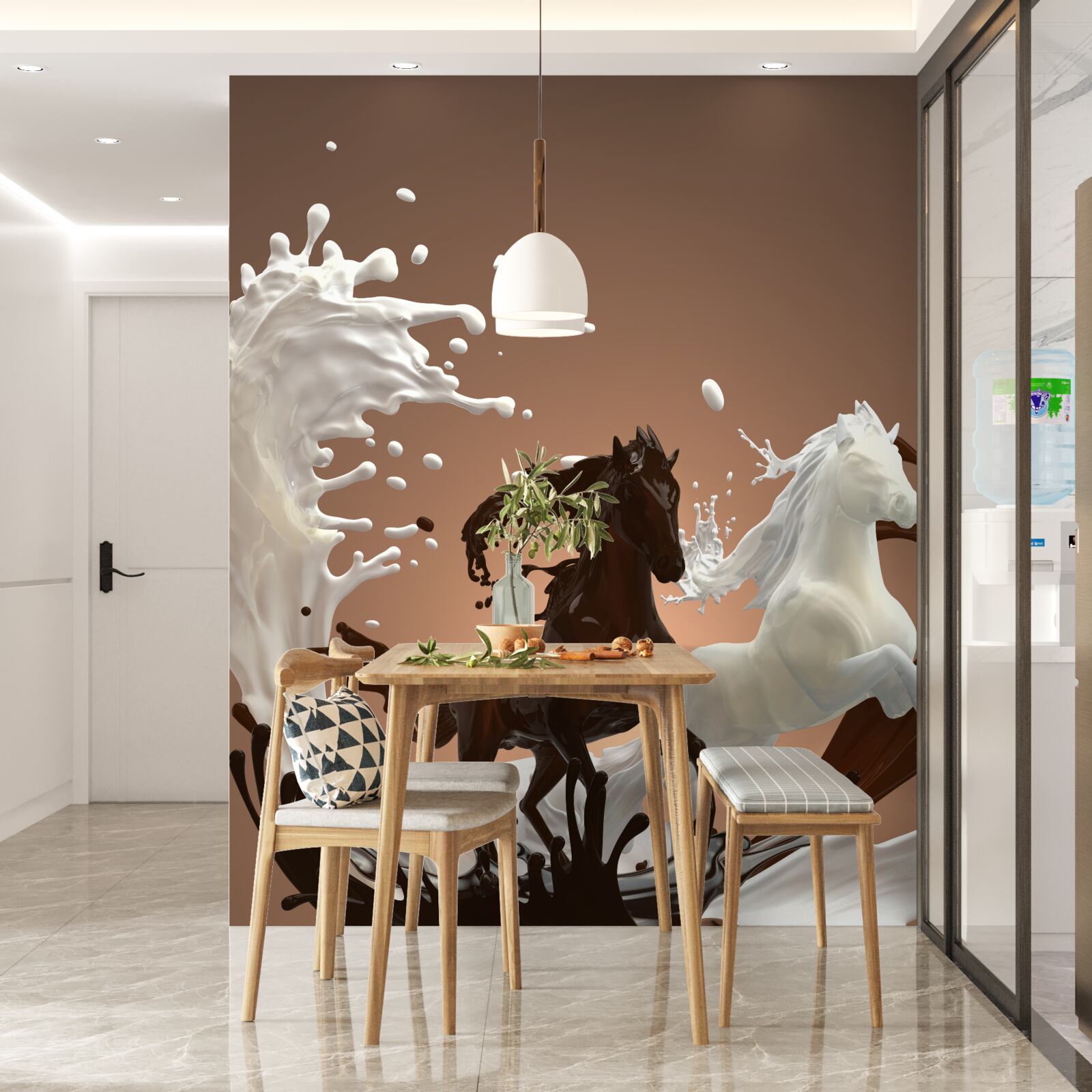 Papier peint l'abstraction de l'eau sous la forme de chevaux qui courent
