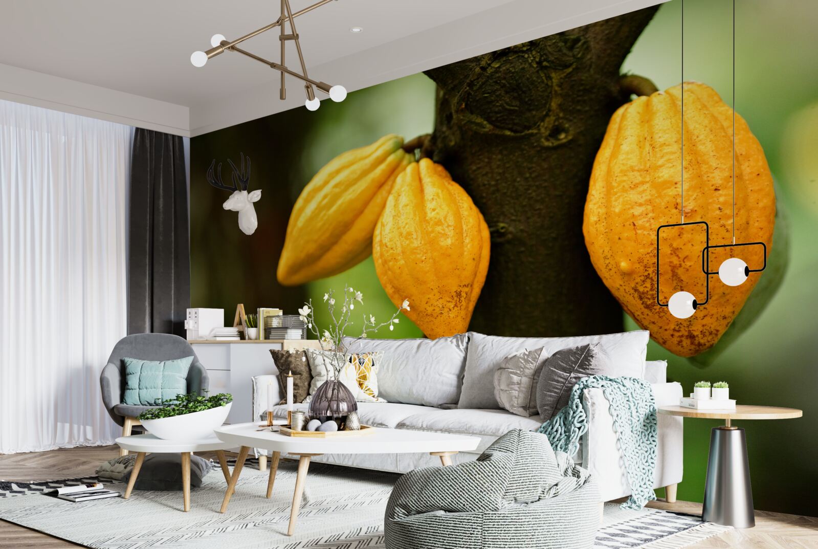 Papier peint grains de café sur la plante