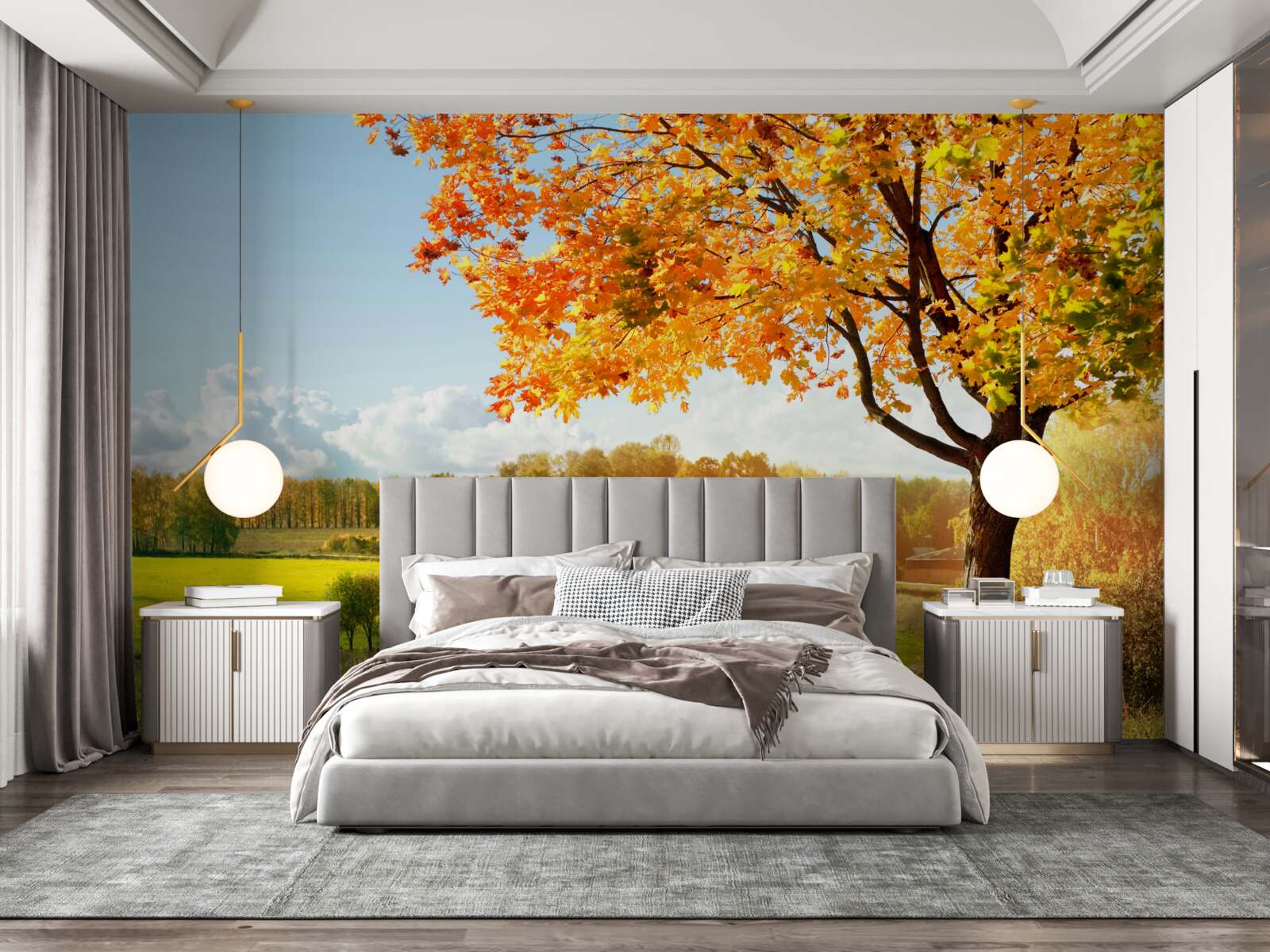 Papier peint une journée d'automne lumineuse, enveloppée d'une beauté dorée