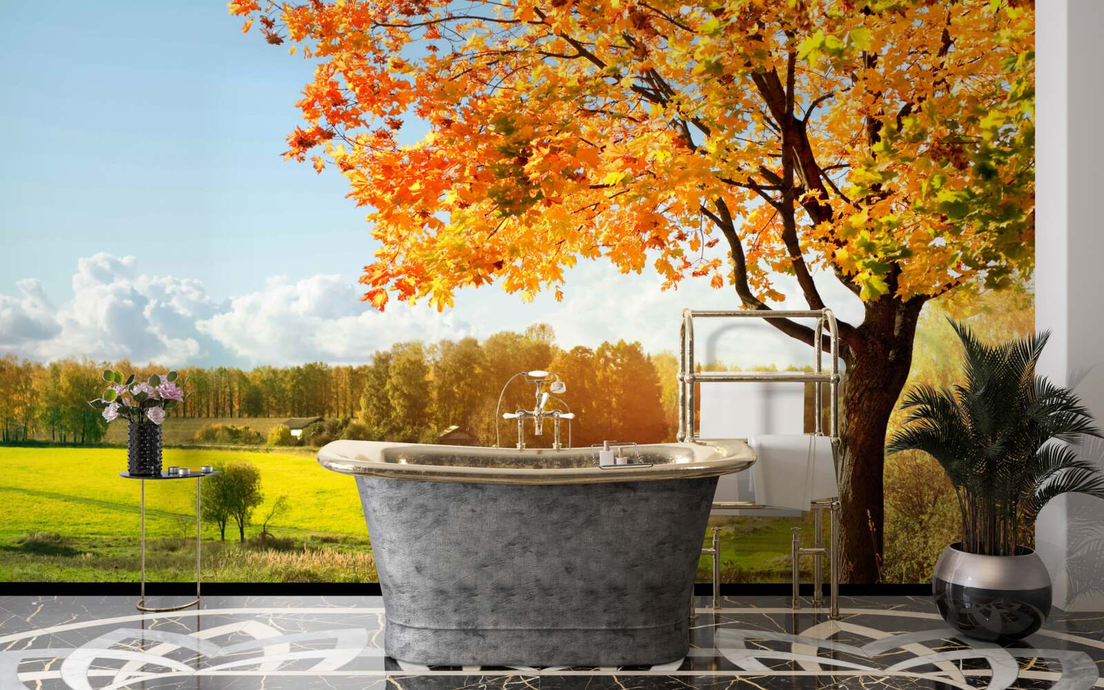 Papier peint une journée d'automne lumineuse, enveloppée d'une beauté dorée