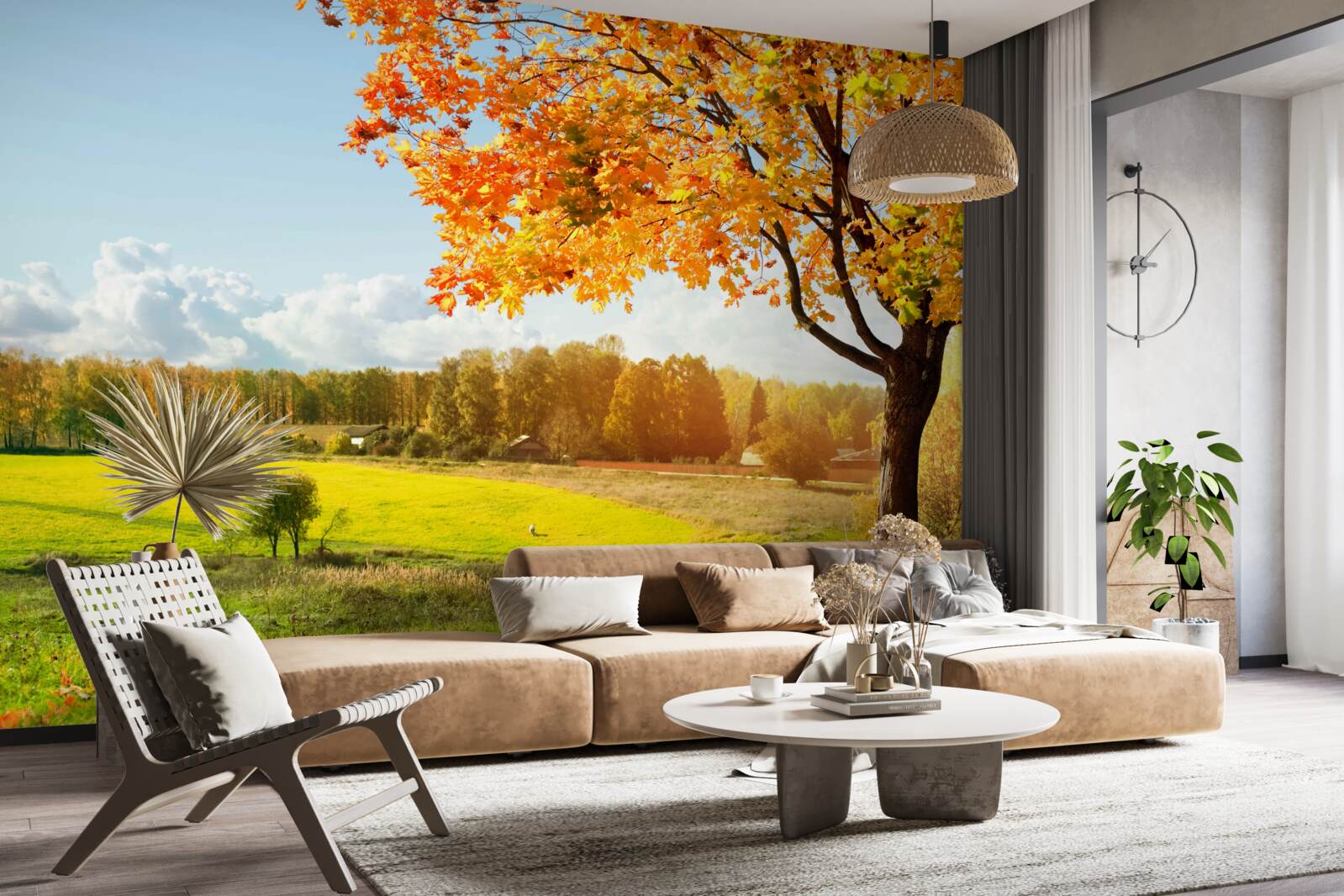 Papier peint une journée d'automne lumineuse, enveloppée d'une beauté dorée