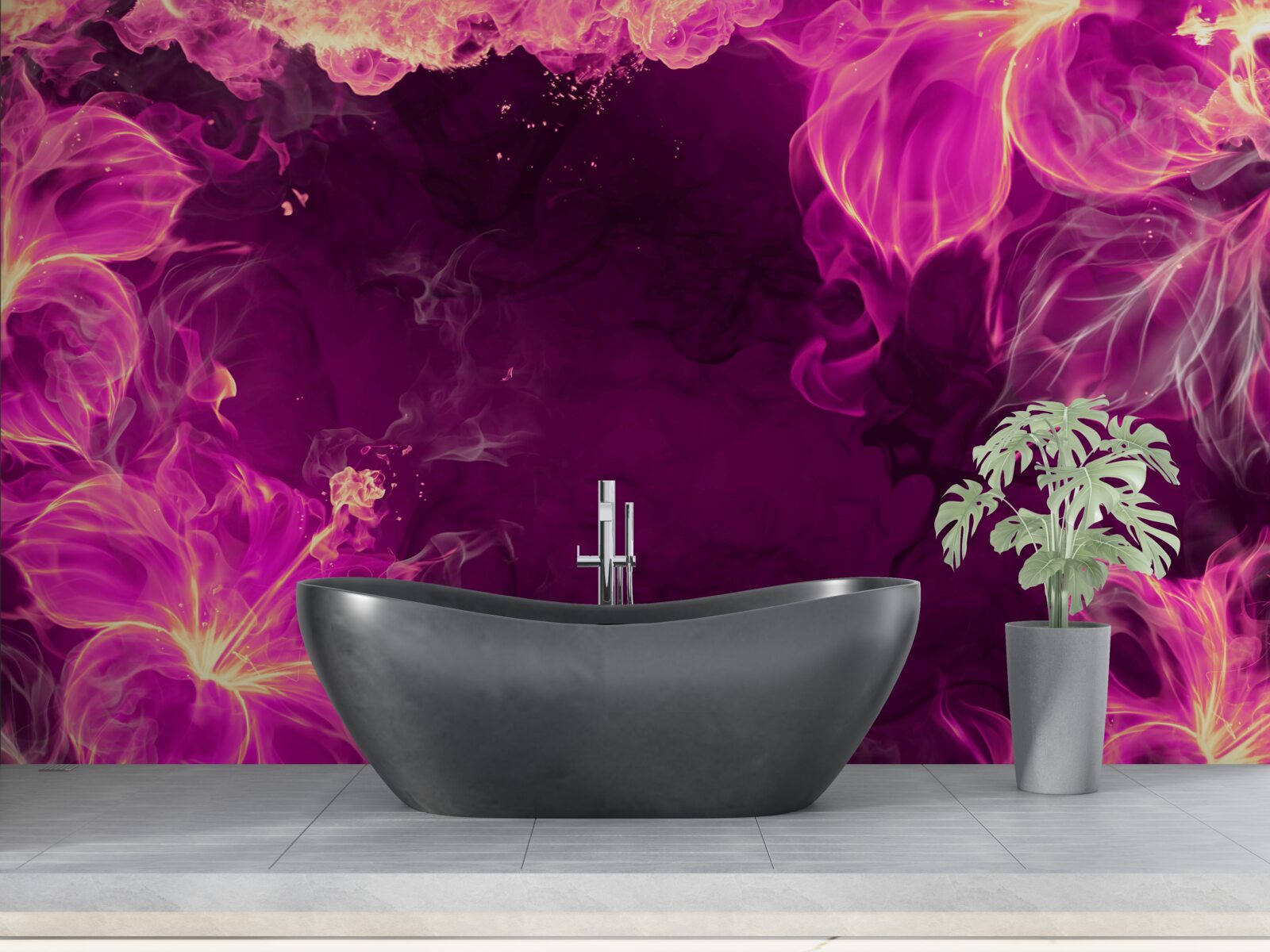 Papier peint boutons de fleurs de couleur lilas dans une forme abstraite