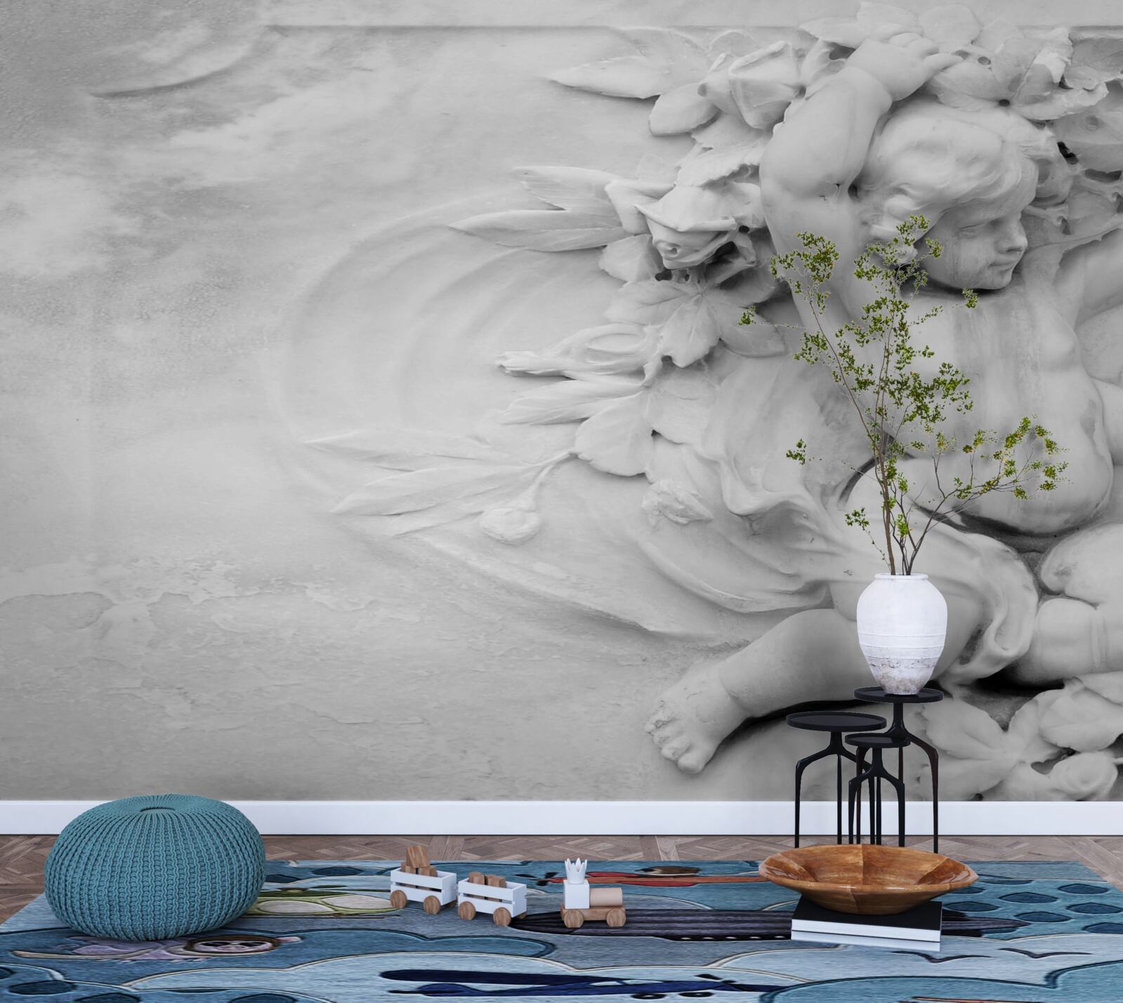 Papier peint sculpture de garçons anges