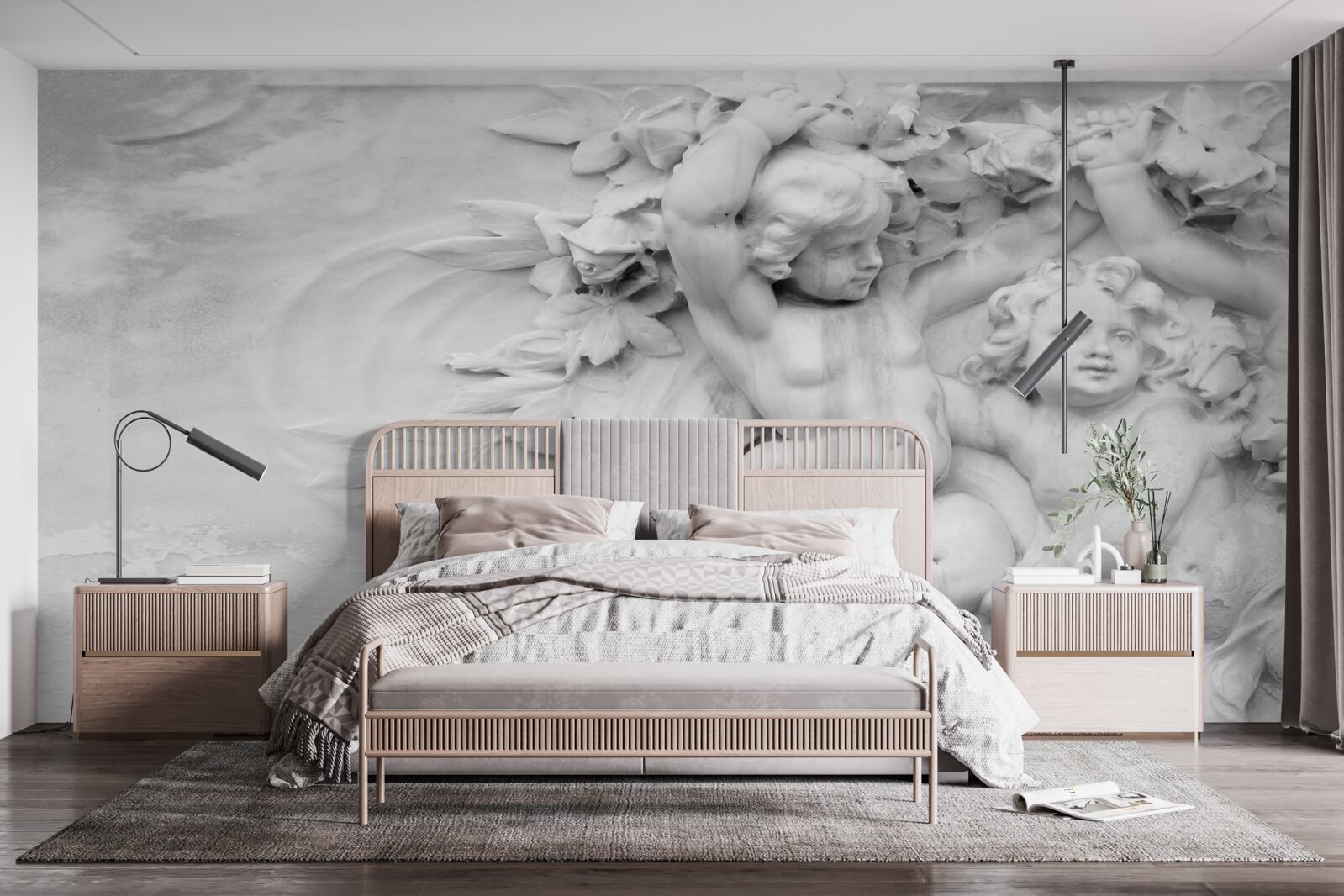 Papier peint sculpture de garçons anges