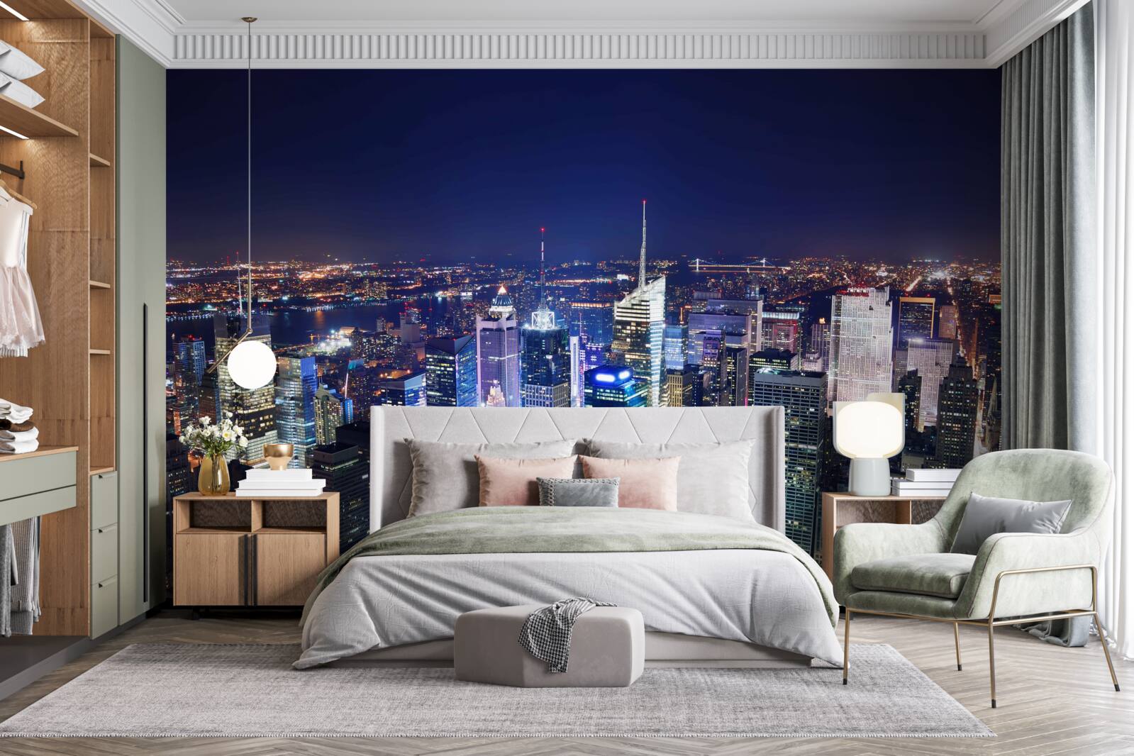 Papier peint les lumières brillantes de la ville nocturne