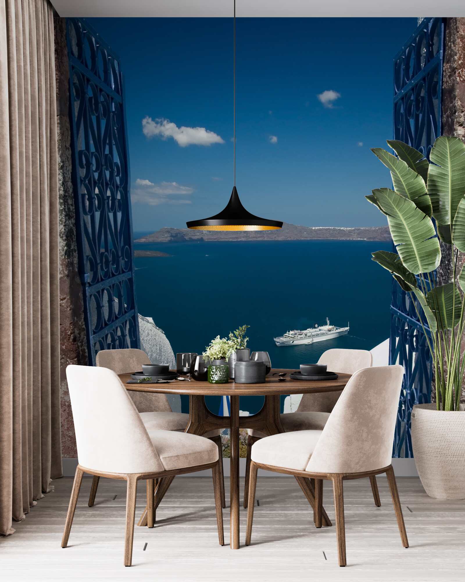 Papier peint escalier descendant vers la mer à chypre