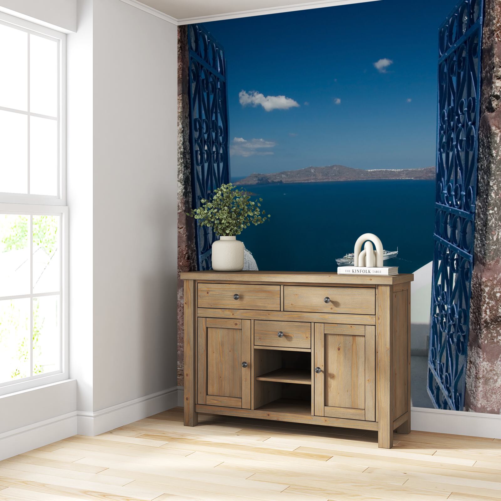 Papier peint escalier descendant vers la mer à chypre