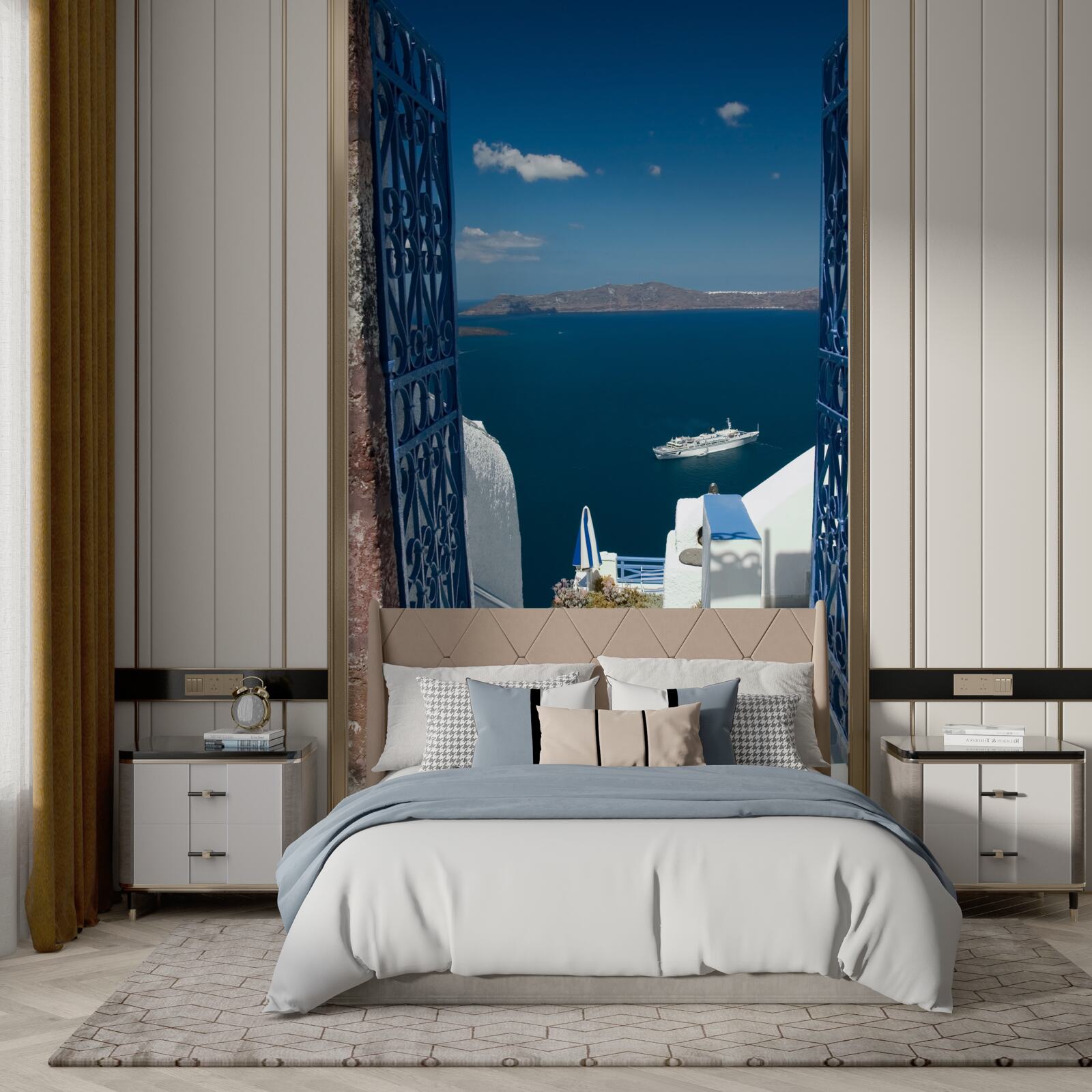 Papier peint escalier descendant vers la mer à chypre