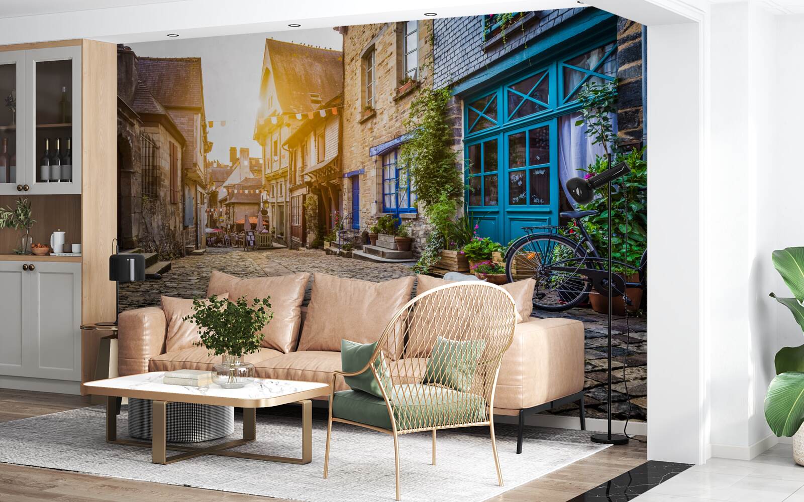 Papier peint matinée lumineuse dans un ancien village