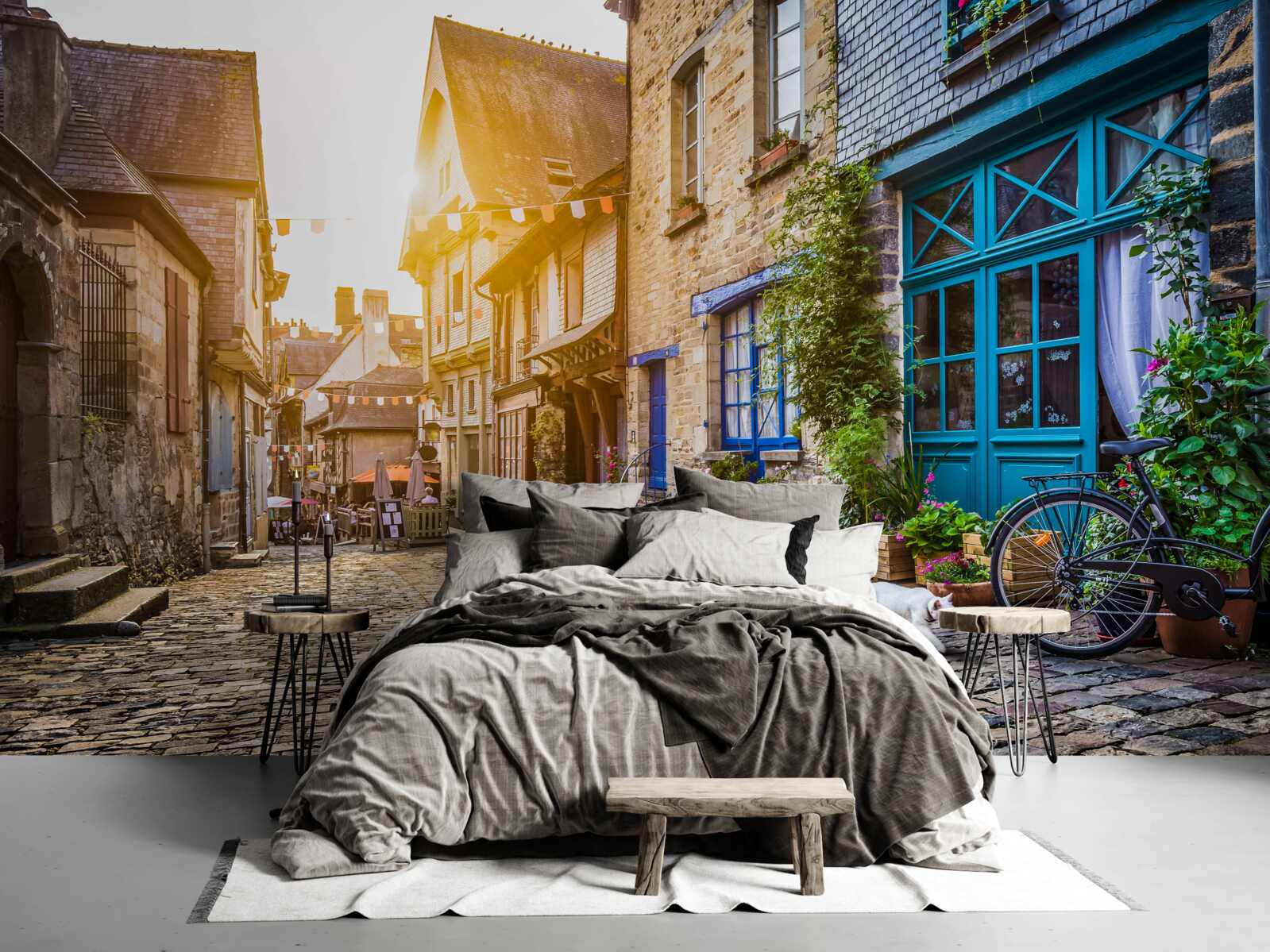 Papier peint matinée lumineuse dans un ancien village