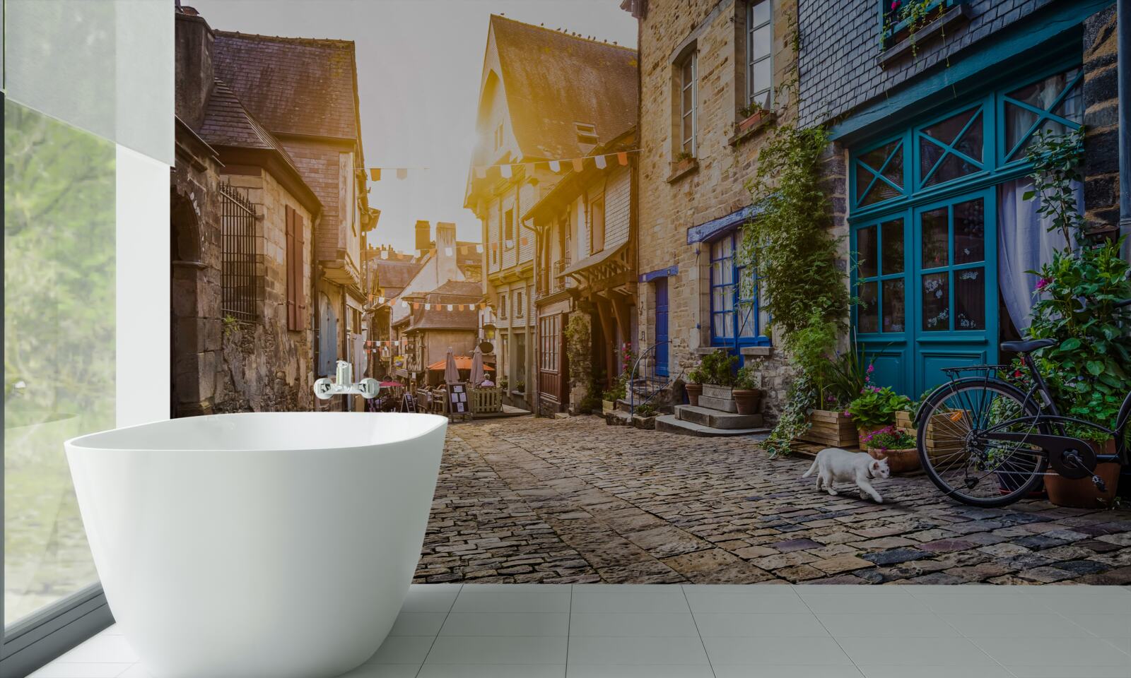 Papier peint matinée lumineuse dans un ancien village