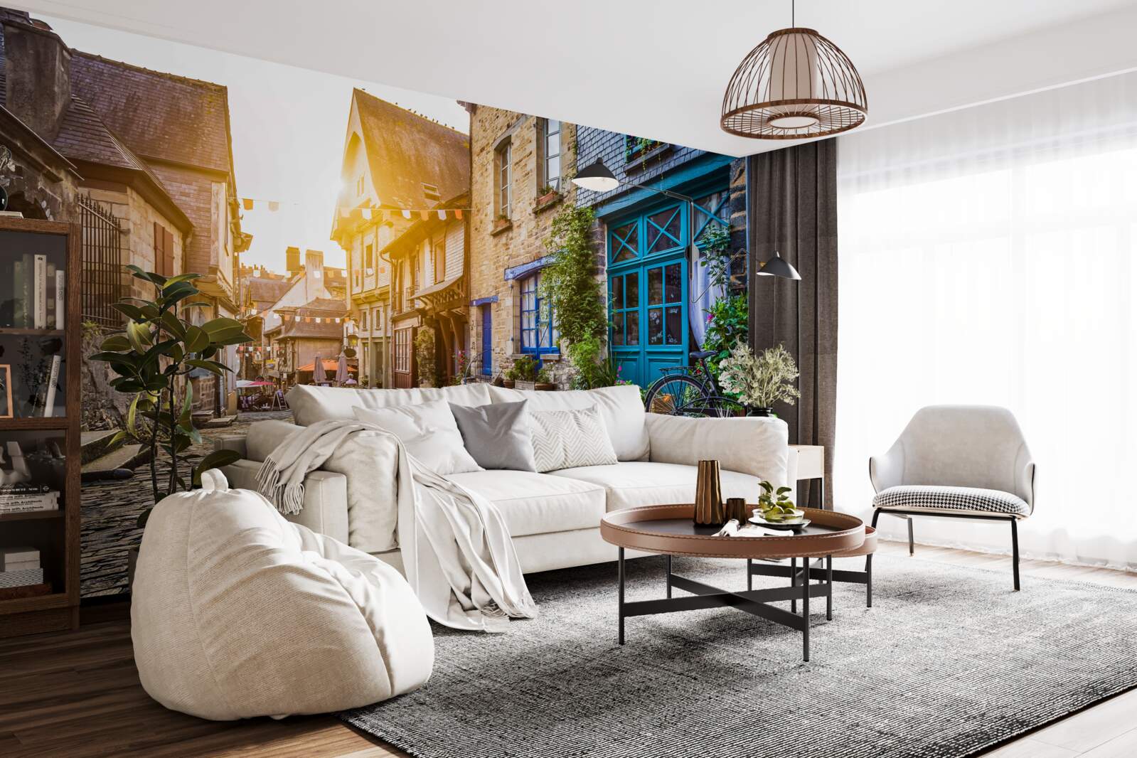 Papier peint matinée lumineuse dans un ancien village