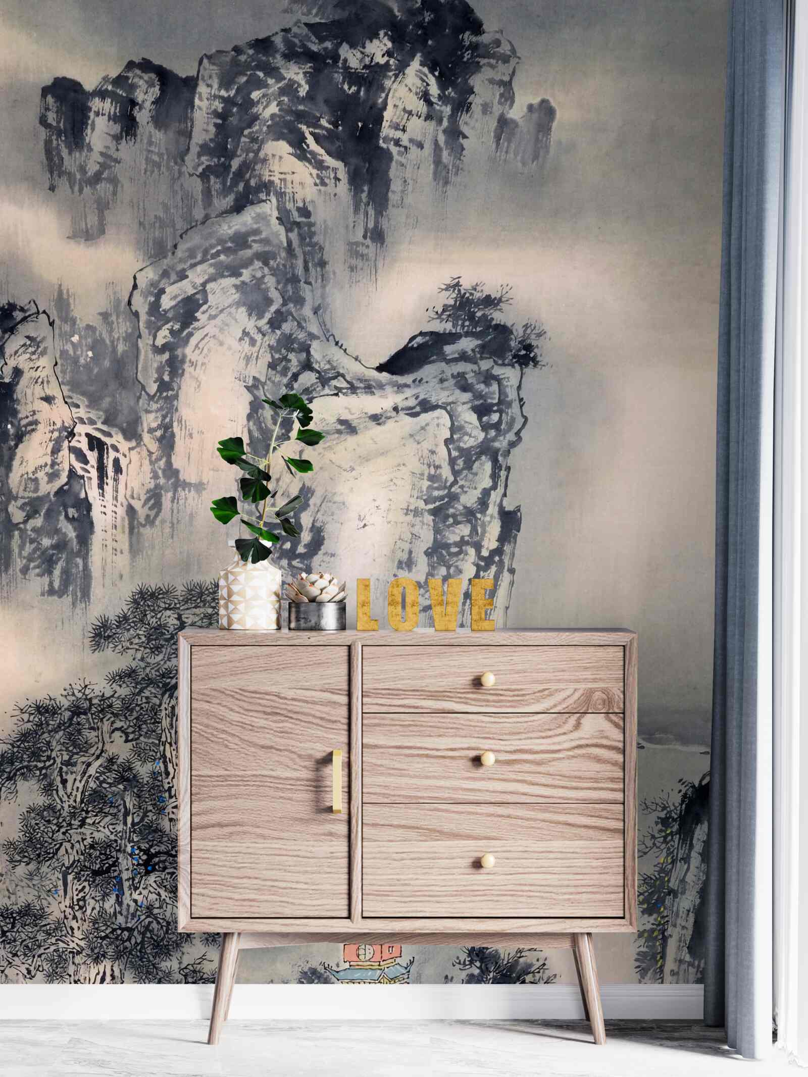 Papier peint les grands arbres et les montagnes sont des abstractions