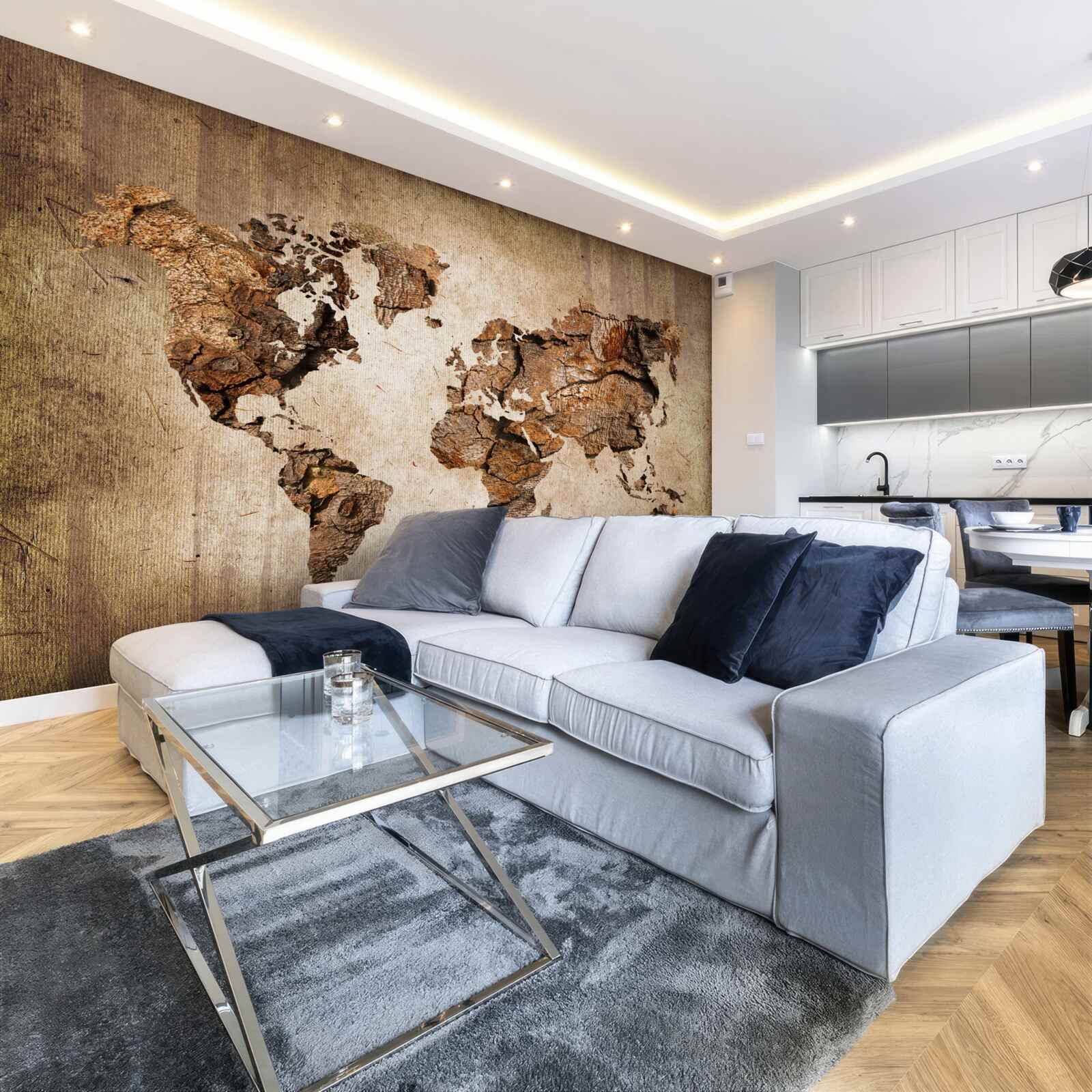 Papier peint carte du monde montrant les hauteurs des montagnes