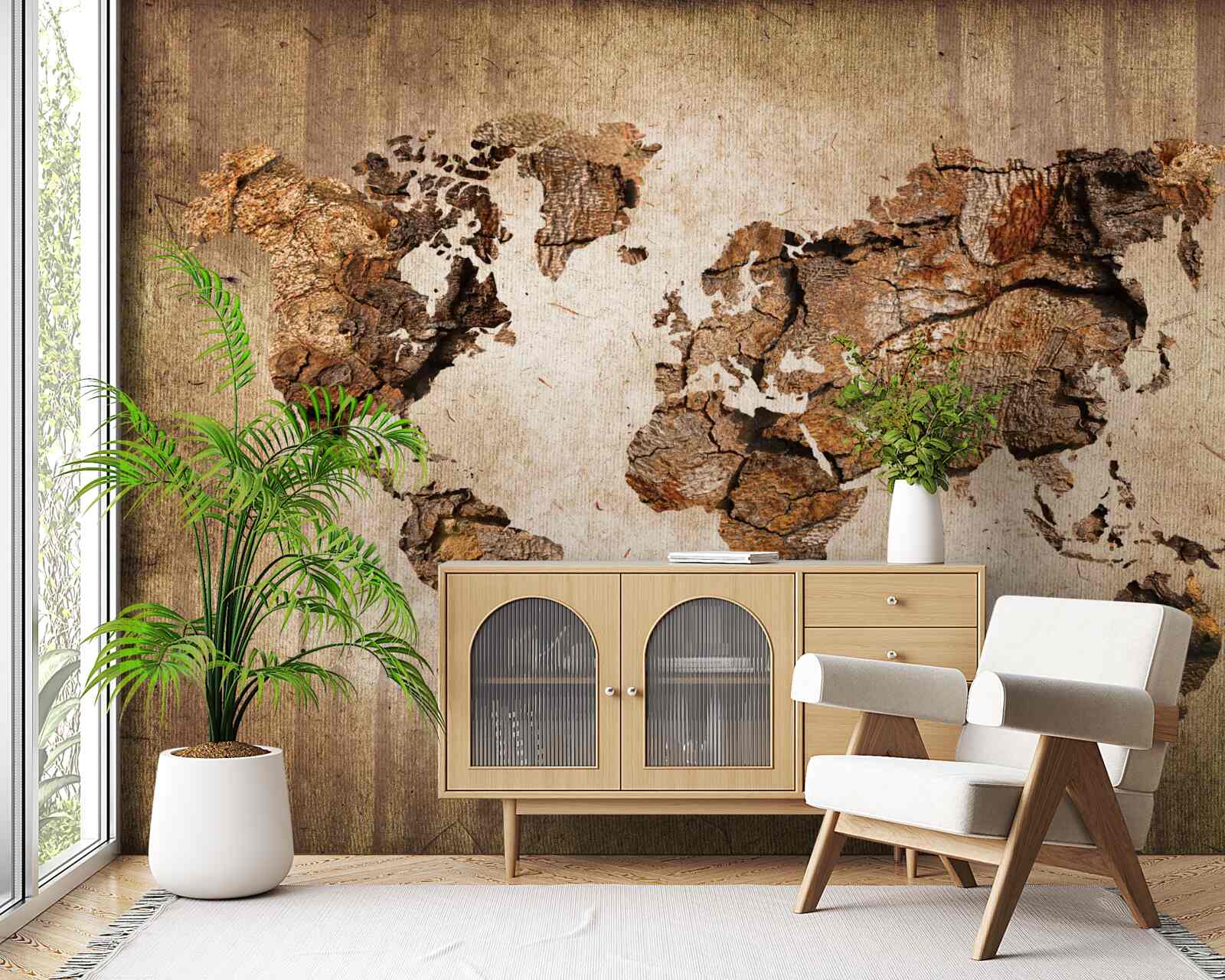 Papier peint carte du monde montrant les hauteurs des montagnes