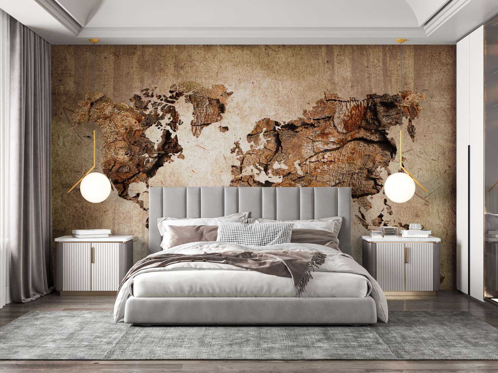 Papier peint carte du monde montrant les hauteurs des montagnes