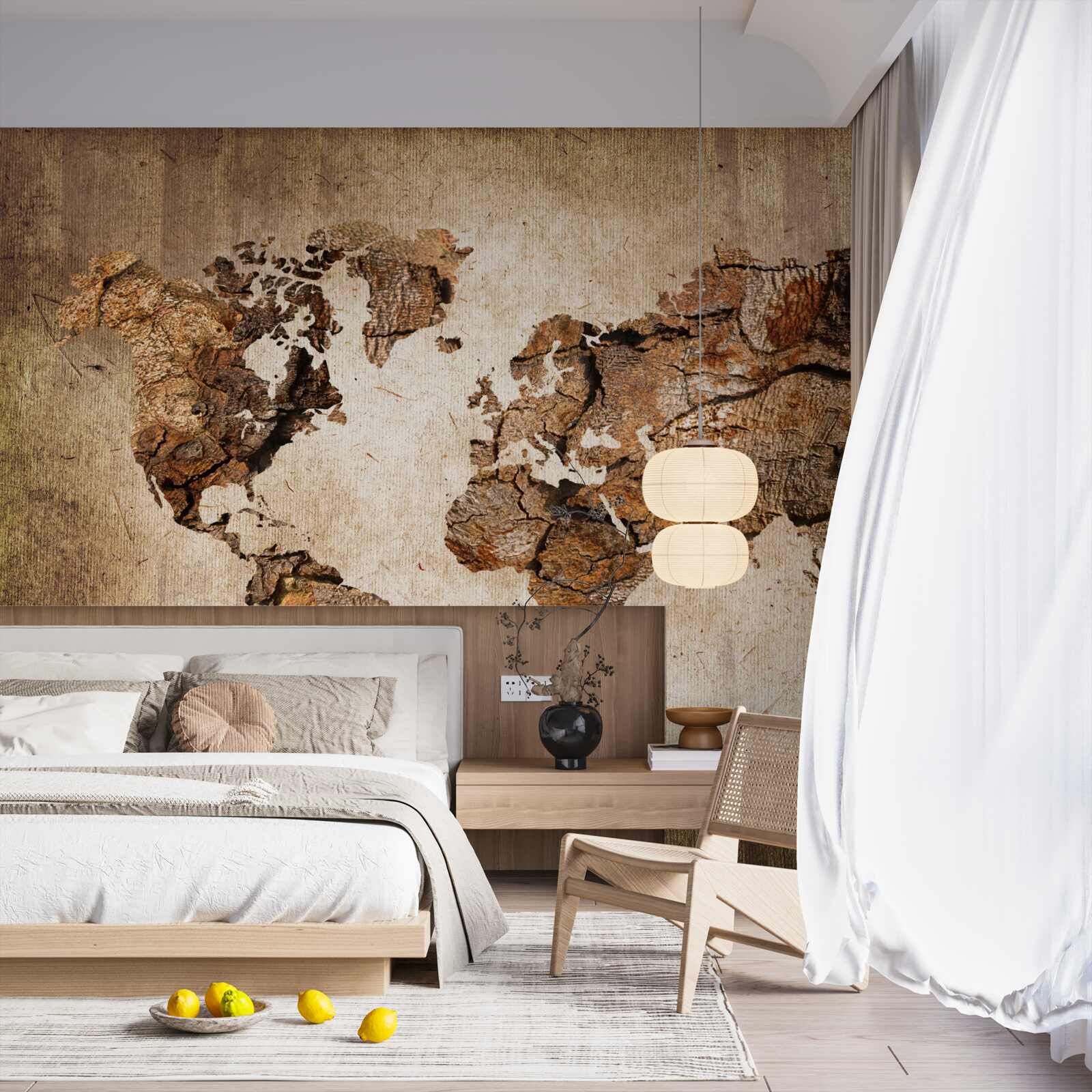 Papier peint carte du monde montrant les hauteurs des montagnes