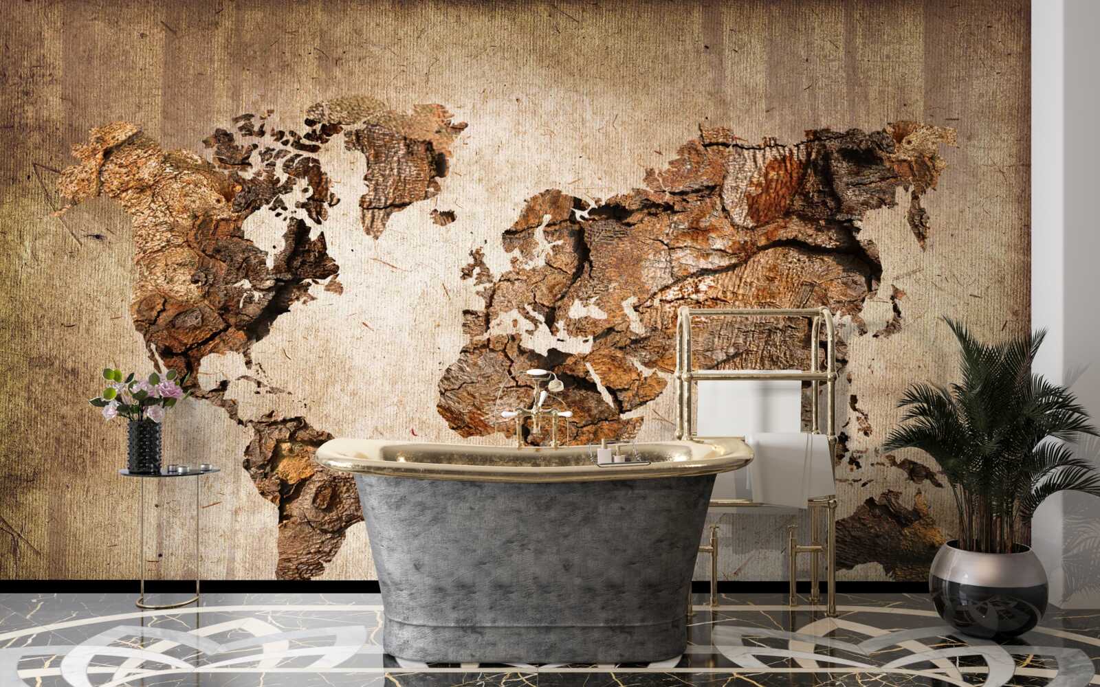 Papier peint carte du monde montrant les hauteurs des montagnes