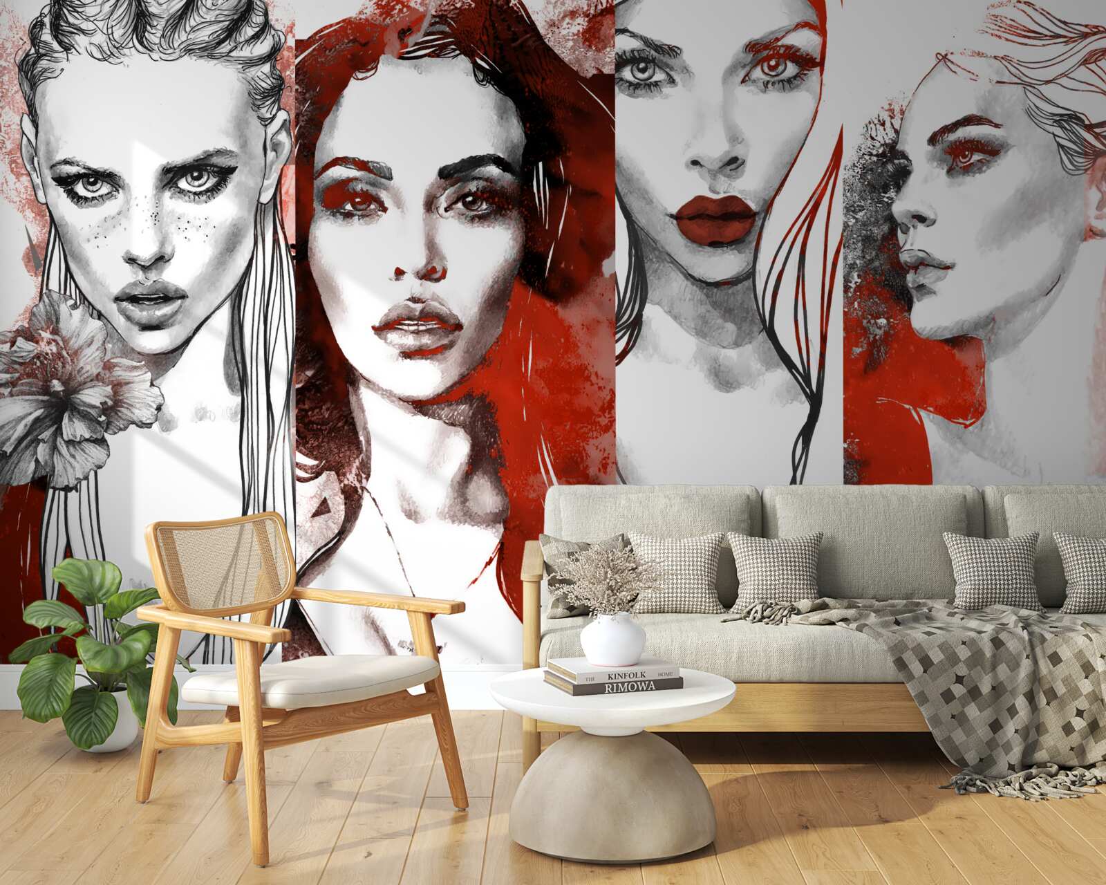 Papier peint quatre filles dans des styles différents