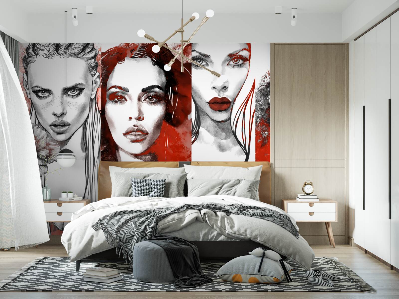 Papier peint quatre filles dans des styles différents