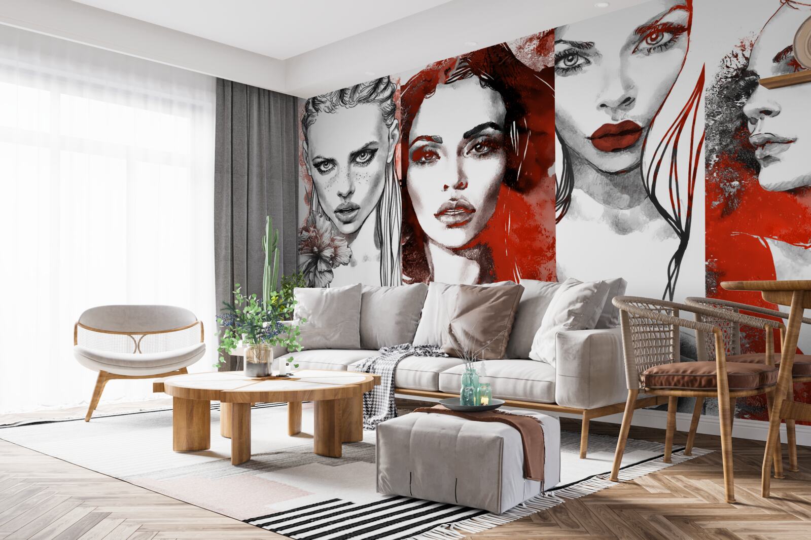 Papier peint quatre filles dans des styles différents